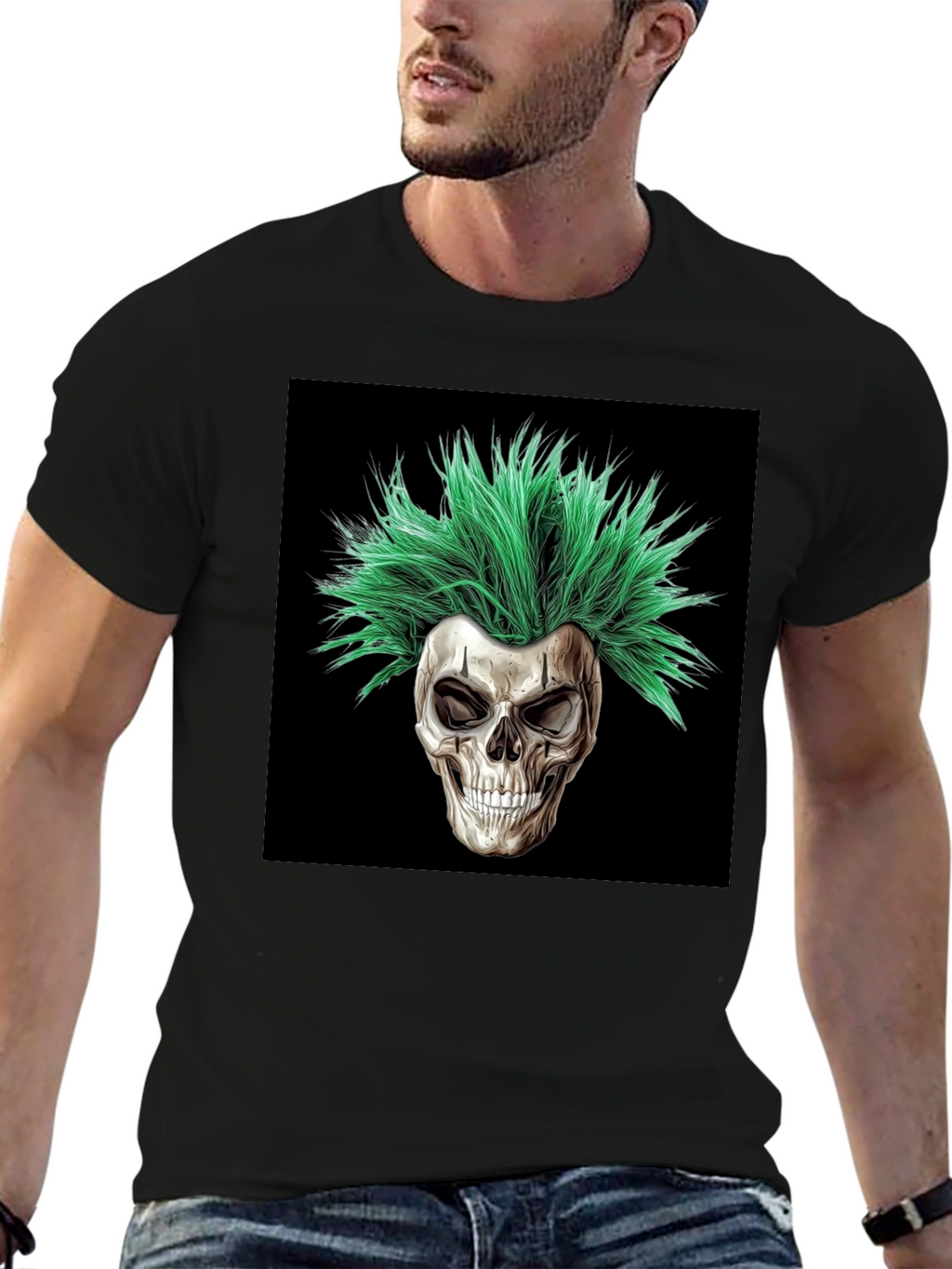 Skull with Green Hair T-Shirt