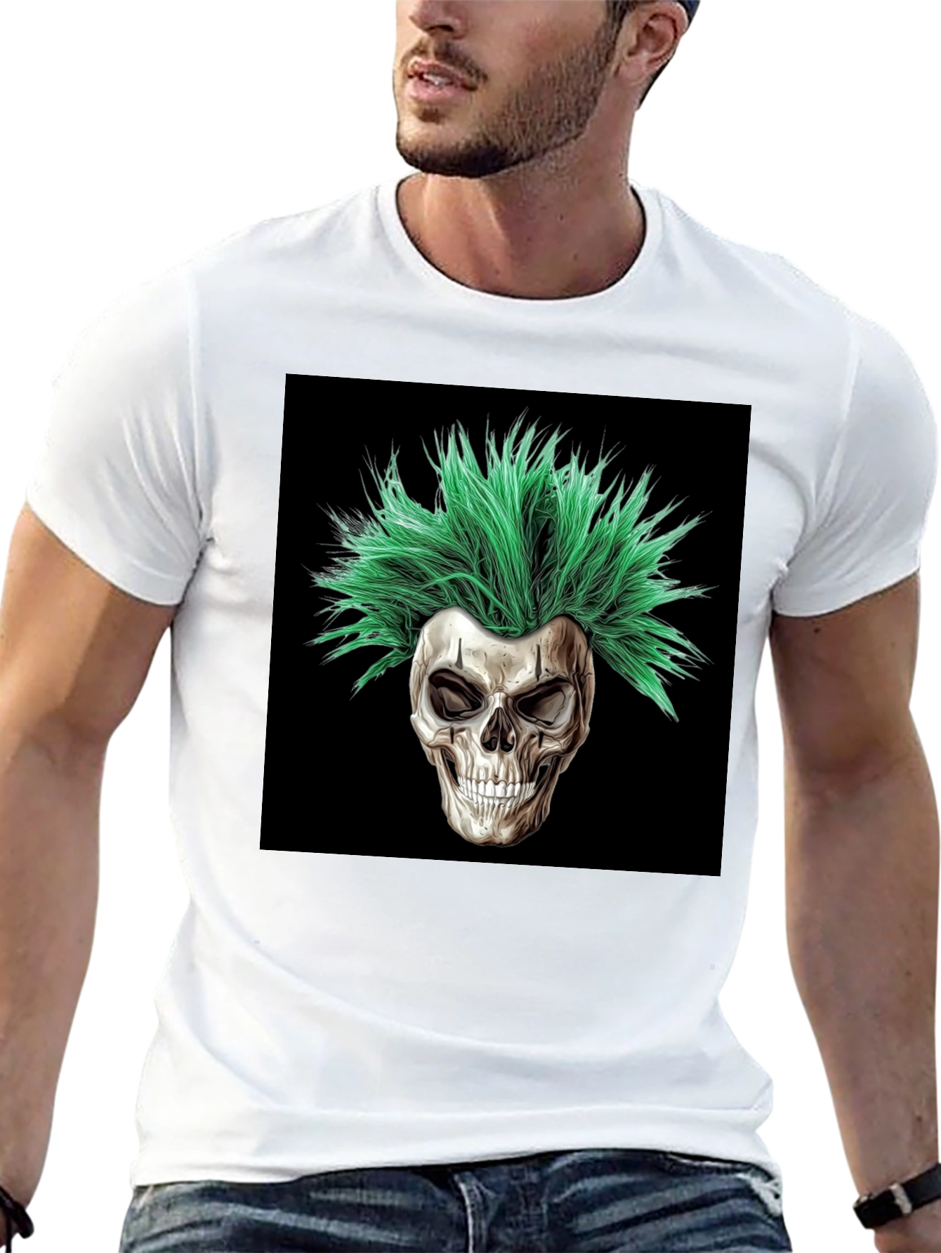 Skull with Green Hair T-Shirt