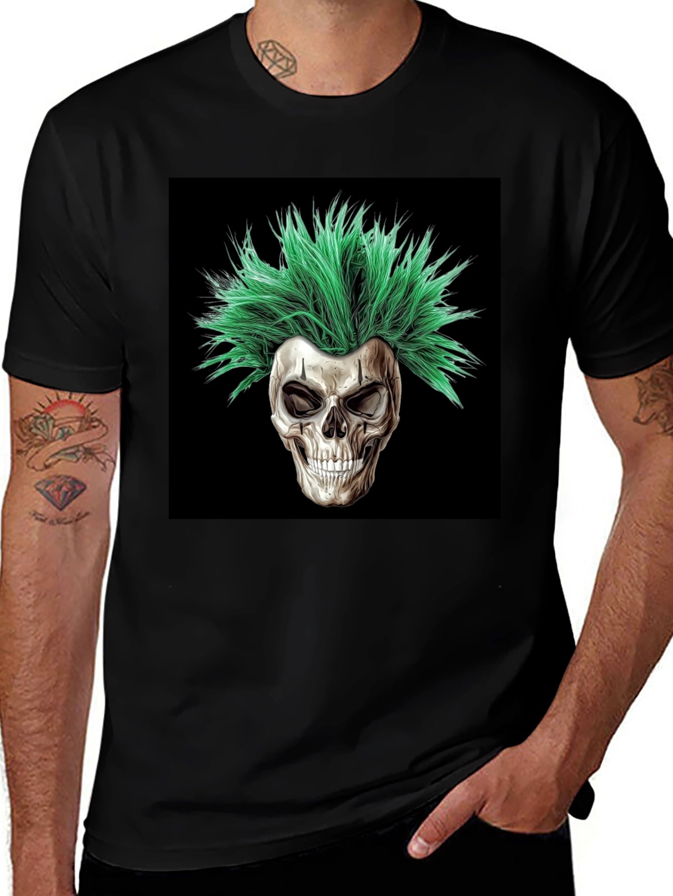 Skull with Green Hair T-Shirt