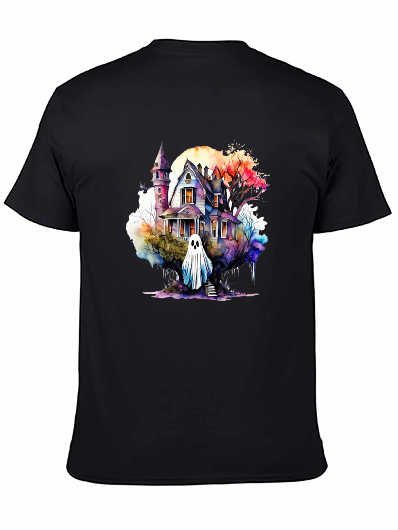 Watercolor Haunted House Ghost T-Shirt