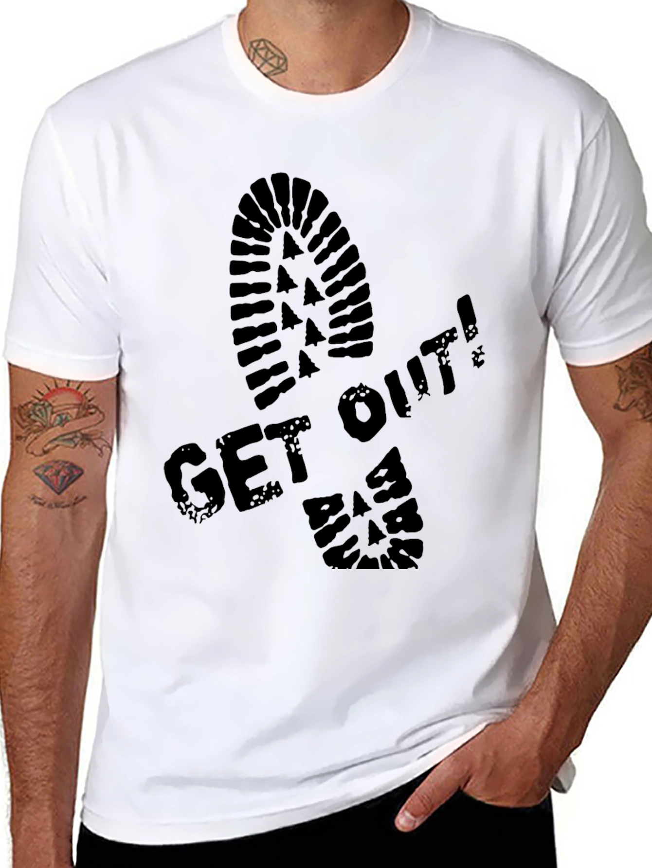 Get Out! Graphic Print Crew Neck T-Shirt