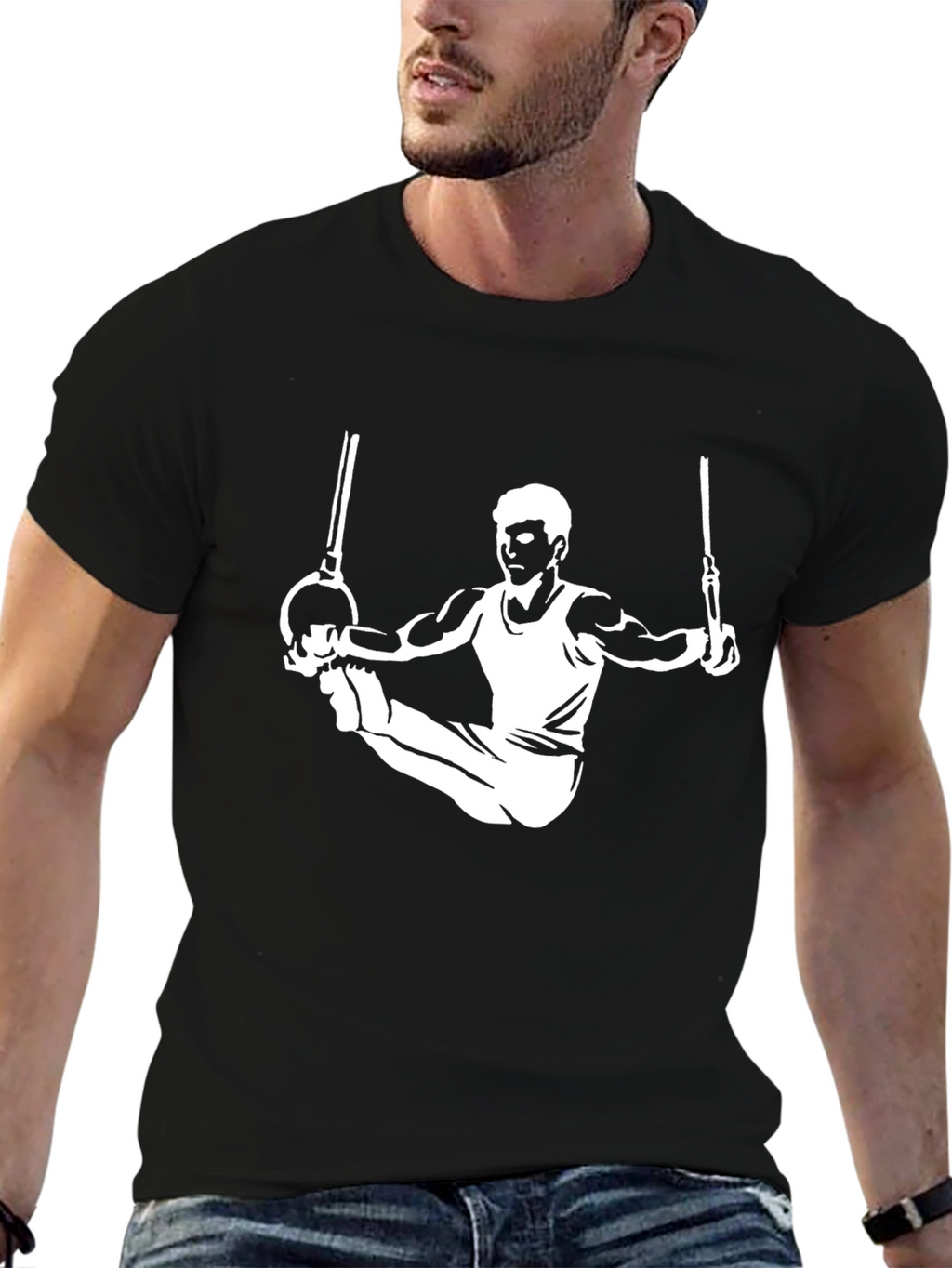 Gymnast on Rings Graphic T-Shirt - Athletic Style