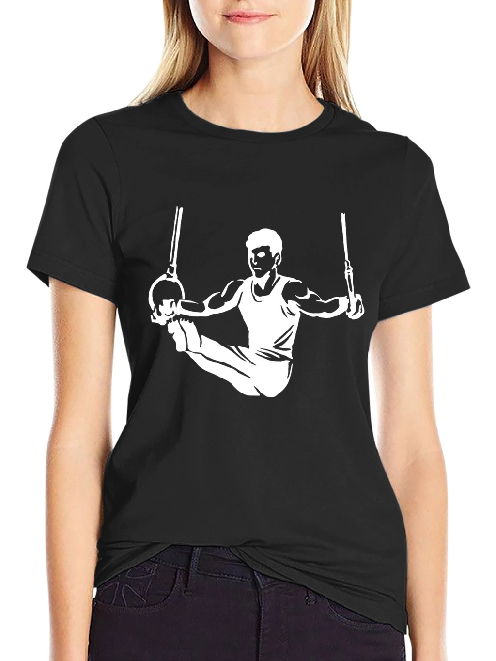 Gymnast on Rings Graphic T-Shirt - Athletic Style