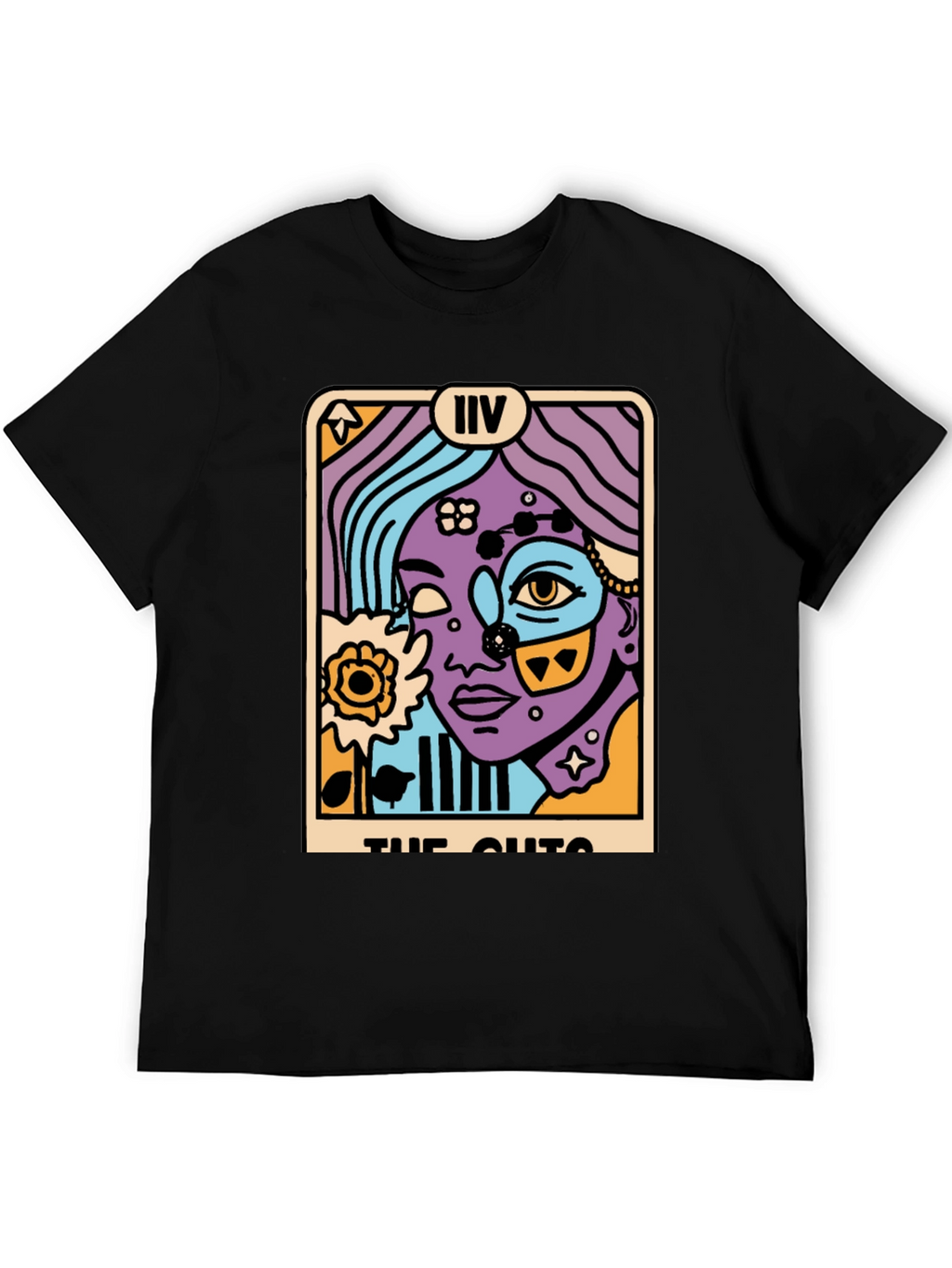 Tarot Card Graphic Print Black T-Shirt
