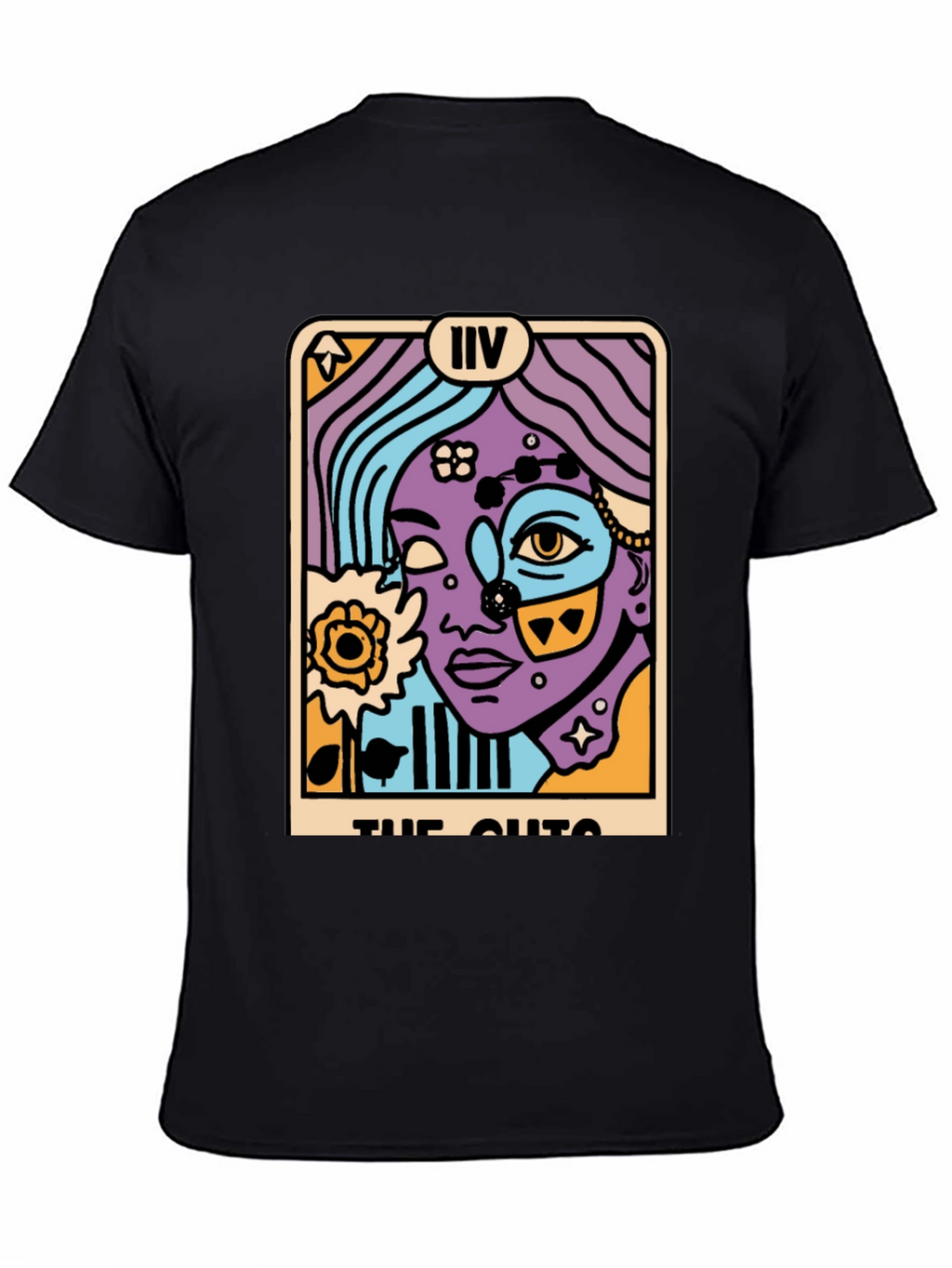 Tarot Card Graphic Print Black T-Shirt