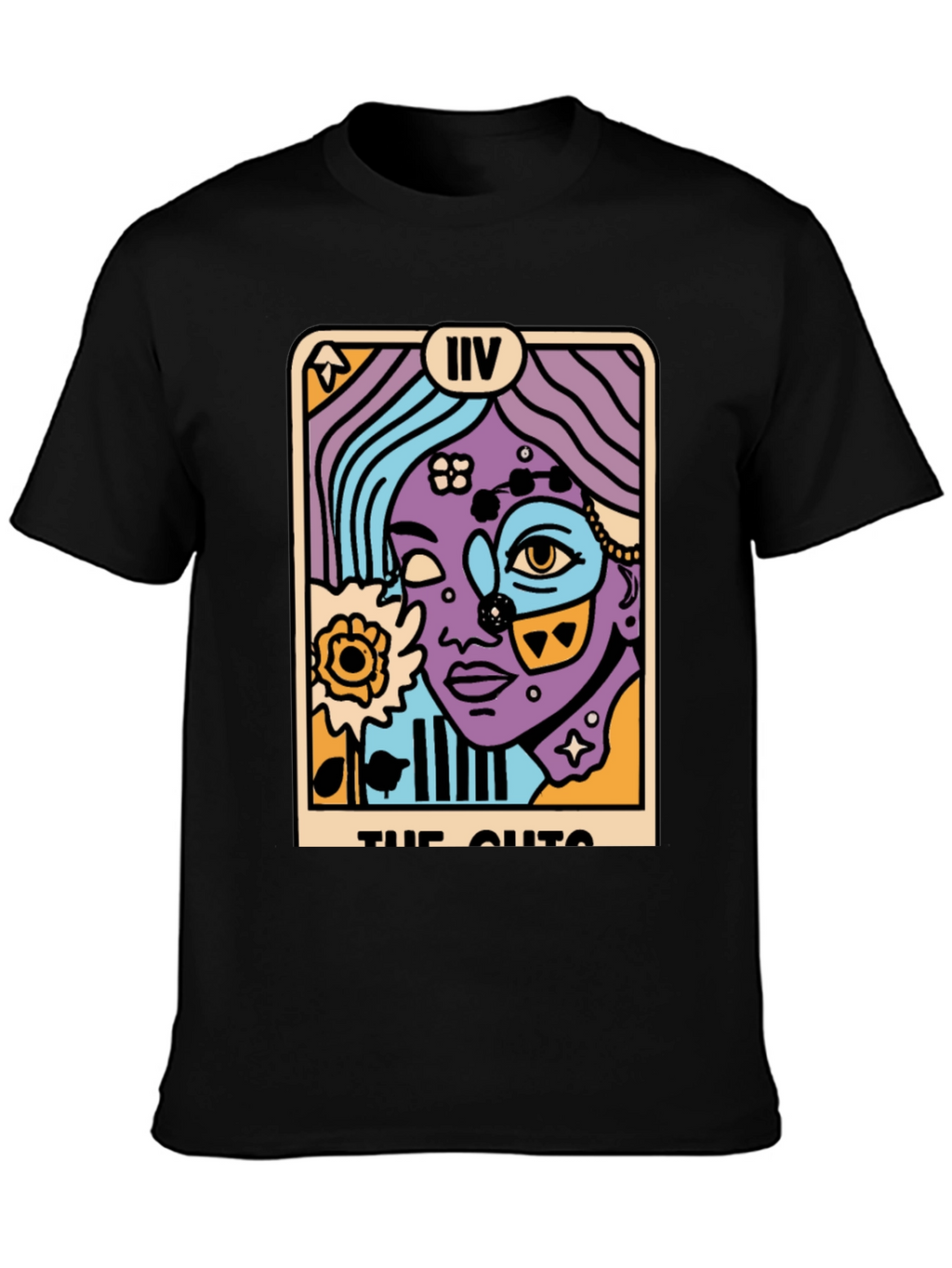 Tarot Card Graphic Print Black T-Shirt