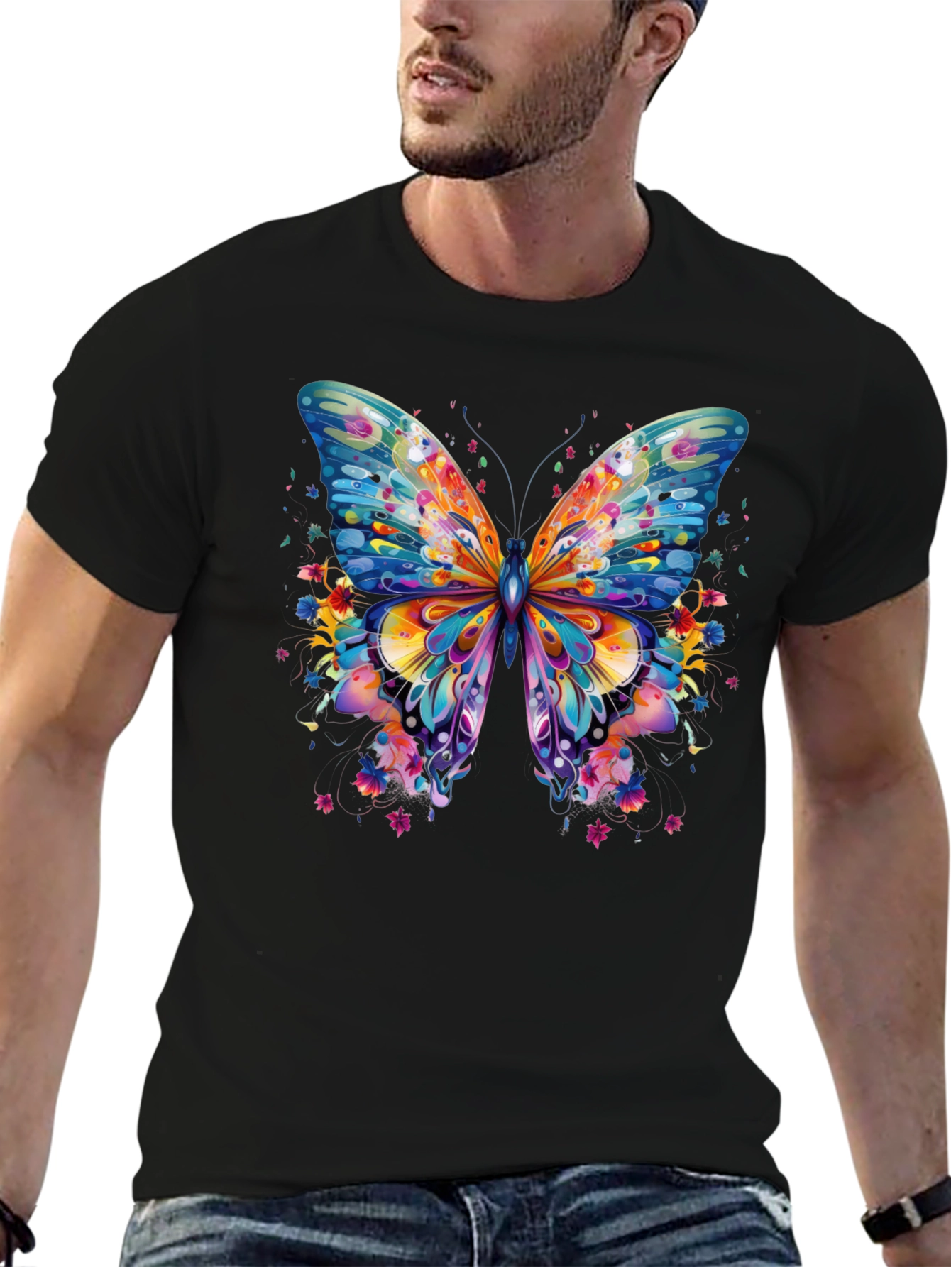 Butterfly Graphic Tee - Vibrant Colorful Design