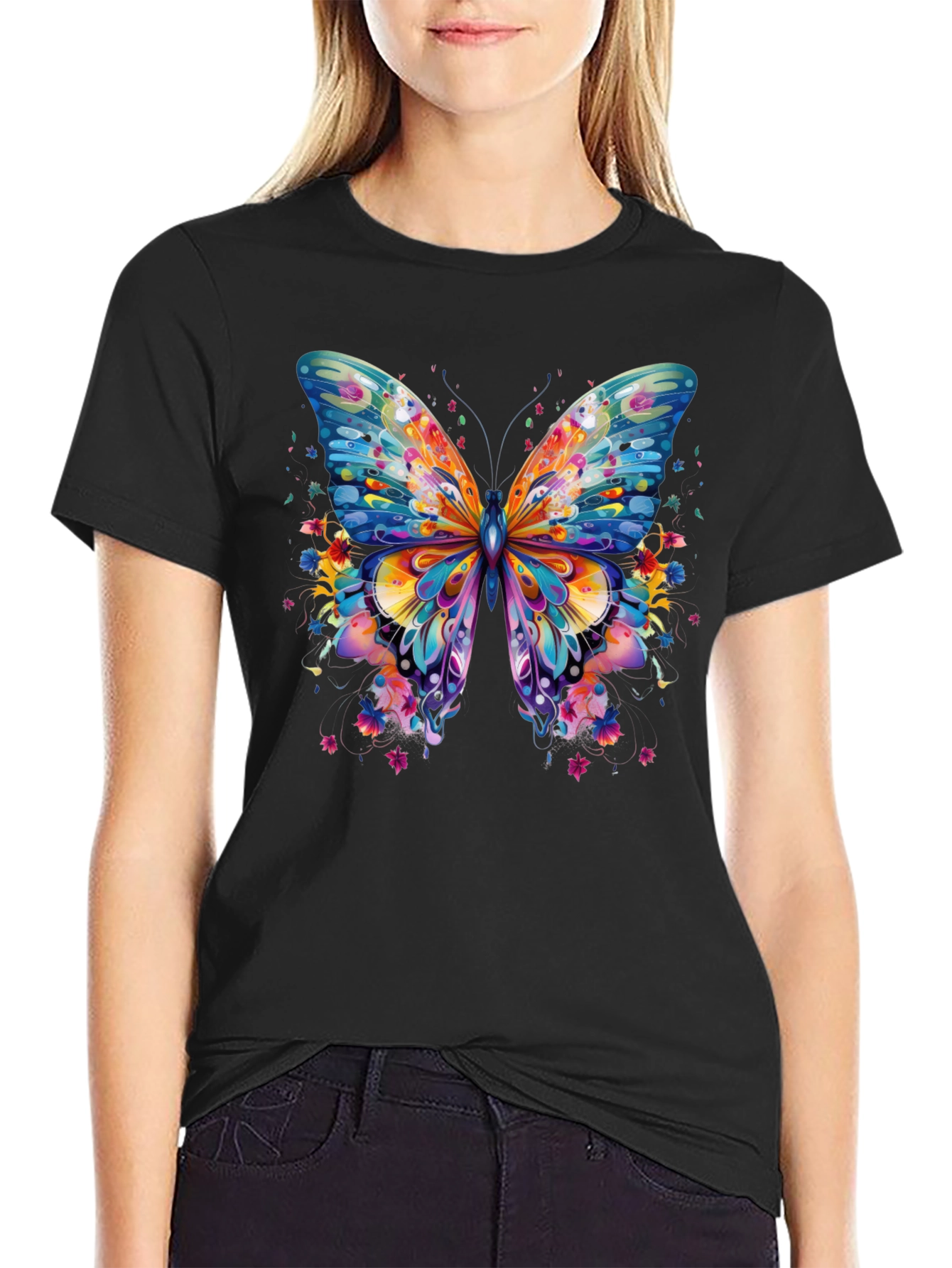 Butterfly Graphic Tee - Vibrant Colorful Design