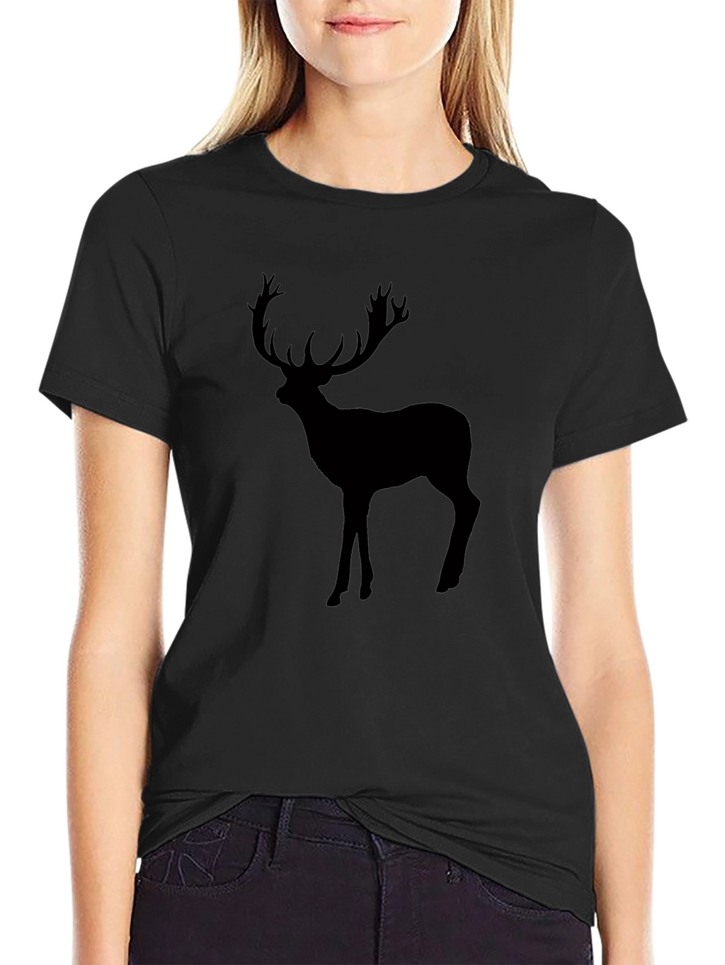 Black Deer Graphic Tee - Mens Crew Neck T-Shirt