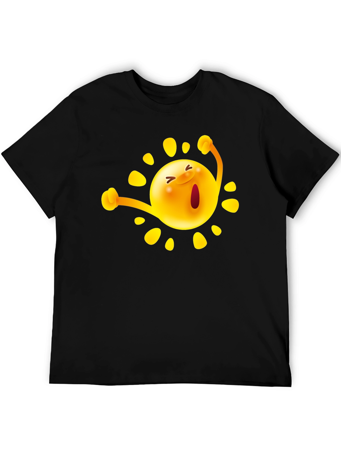 Happy Sun Graphic Tee - Black Cotton T-Shirt