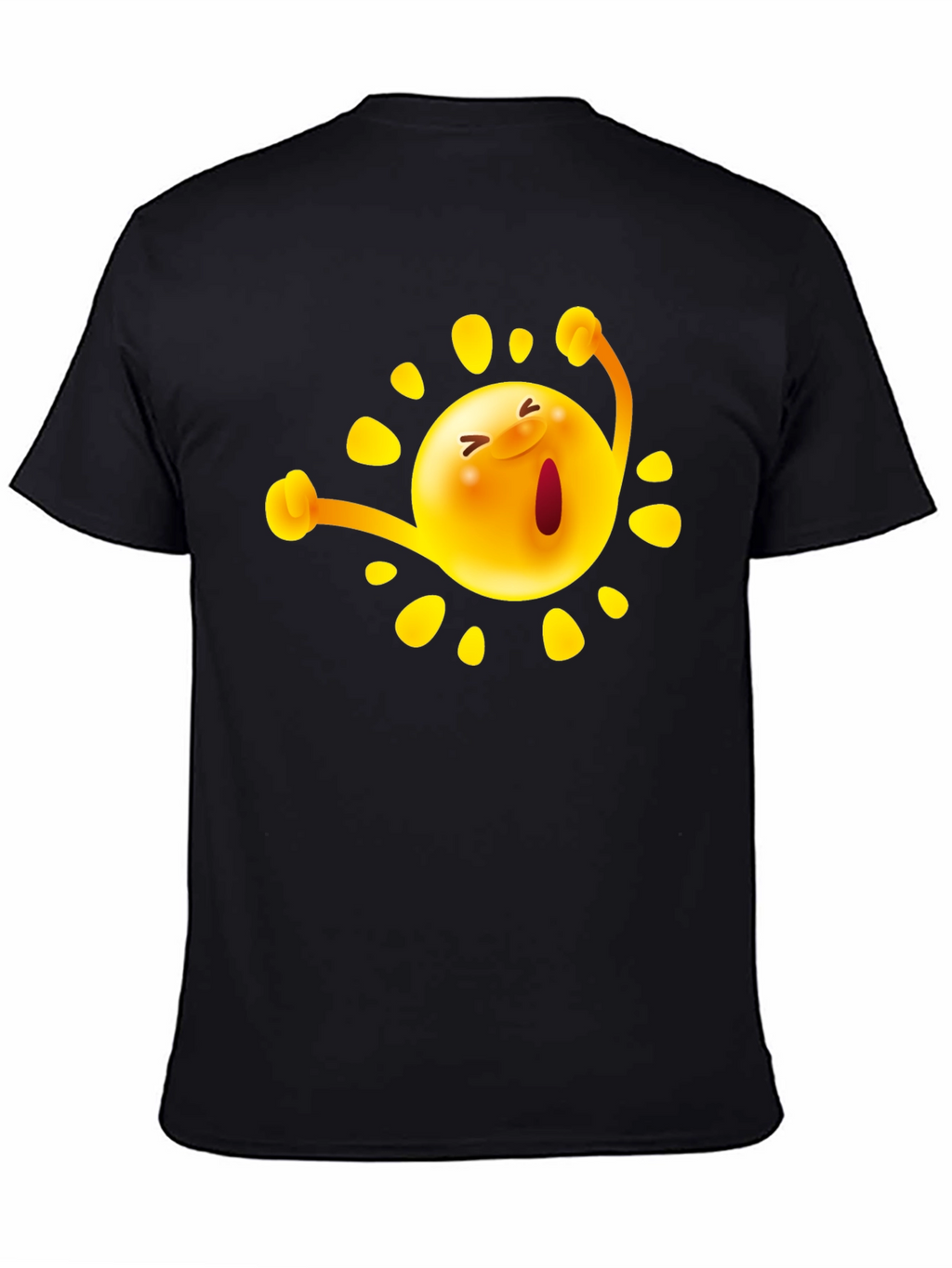 Happy Sun Graphic Tee - Black Cotton T-Shirt