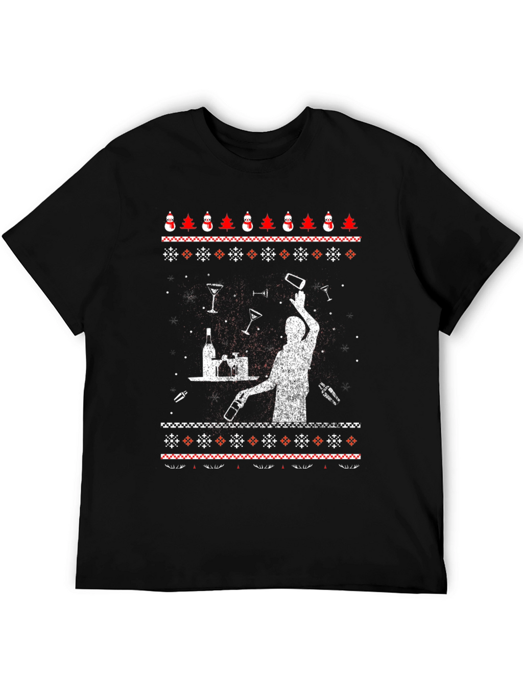 Bartender Ugly Christmas Sweater Graphic T-Shirt