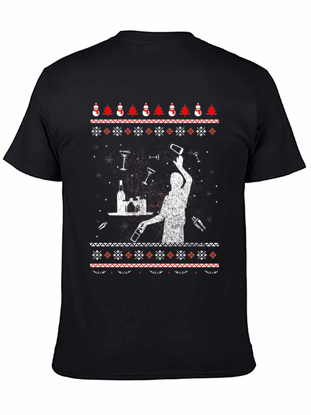 Bartender Ugly Christmas Sweater Graphic T-Shirt