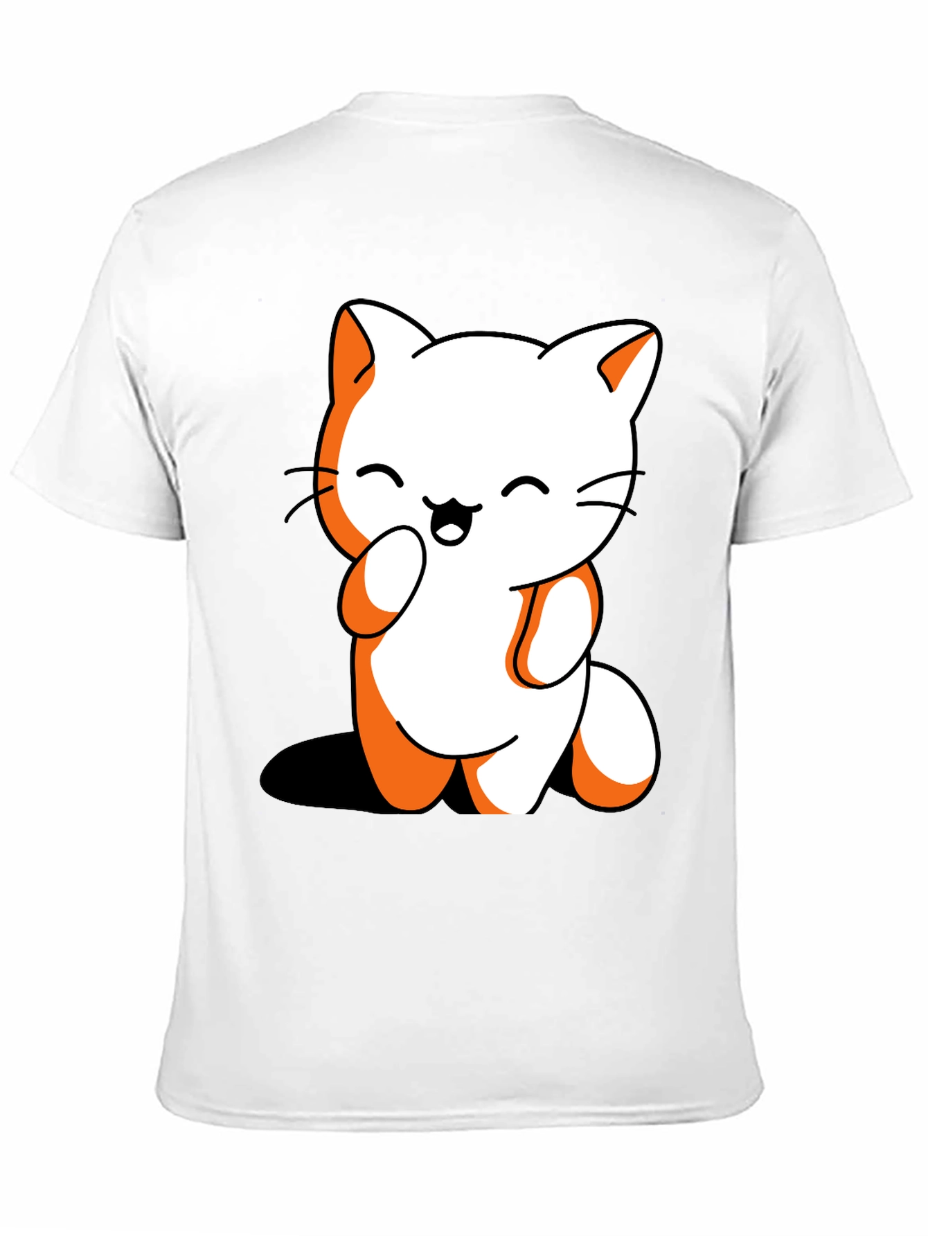 Cute Cartoon Cat Graphic T-Shirt - Black