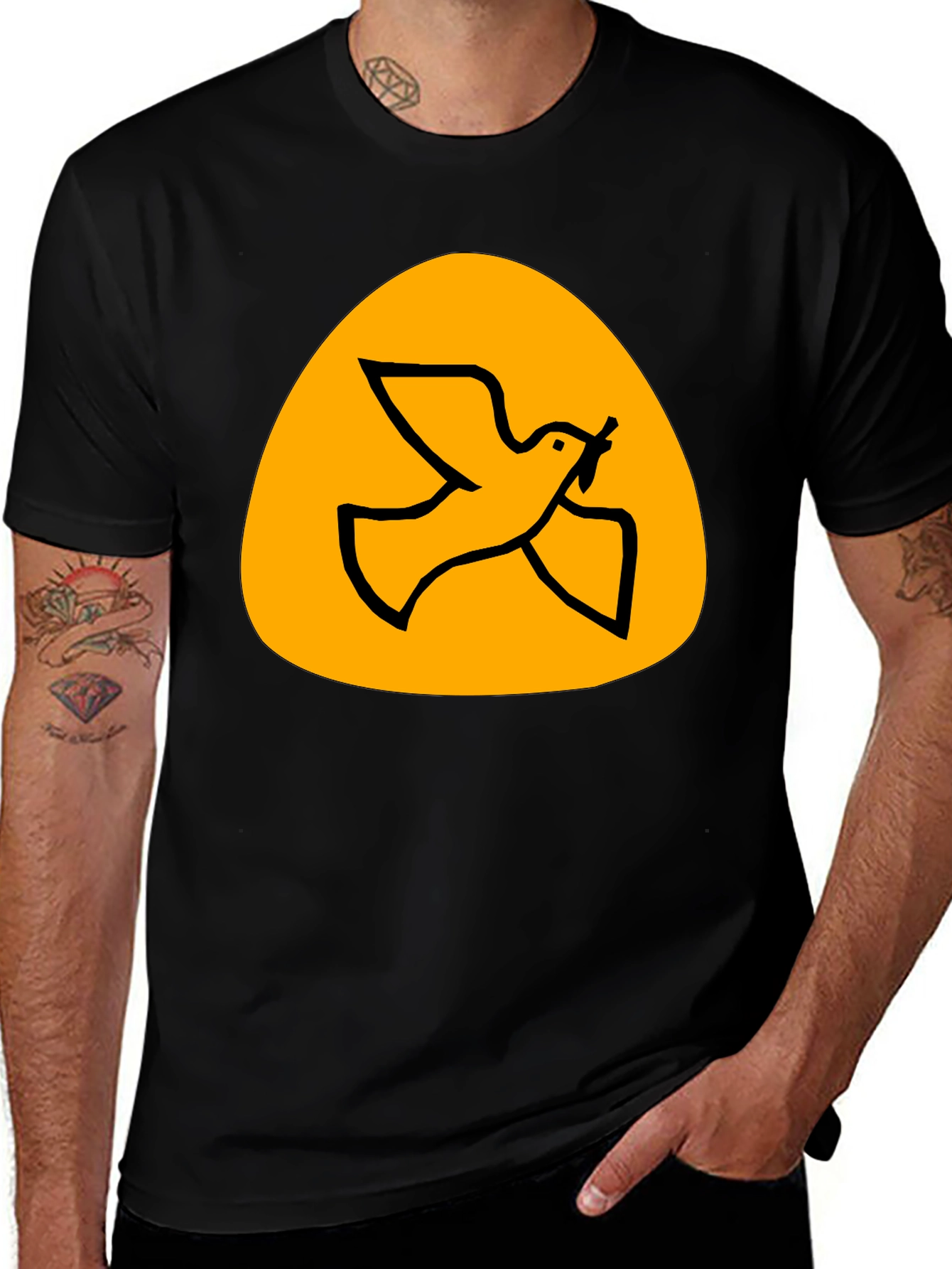 Peace Dove Graphic Tee - Black Cotton T-Shirt