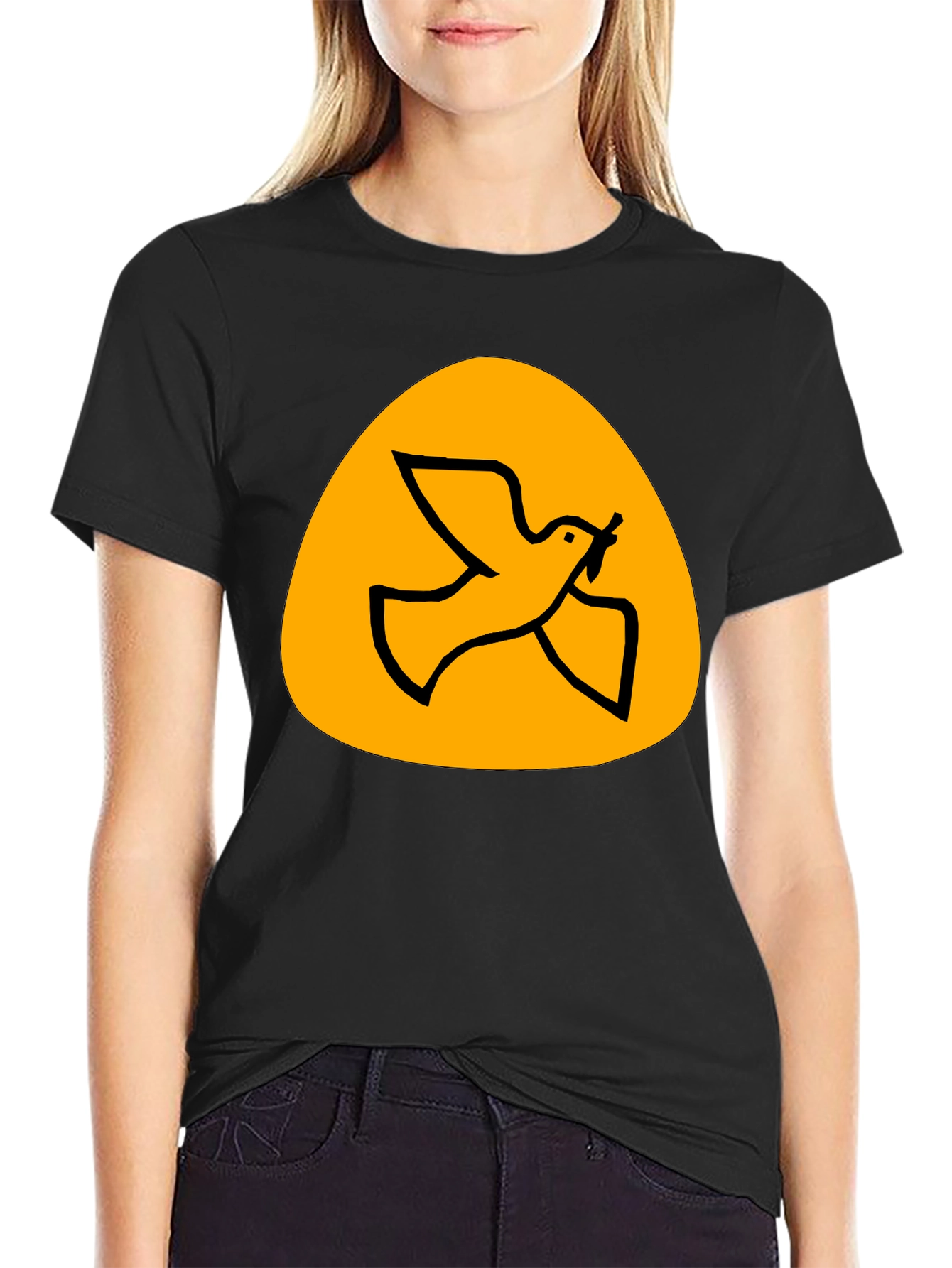 Peace Dove Graphic Tee - Black Cotton T-Shirt