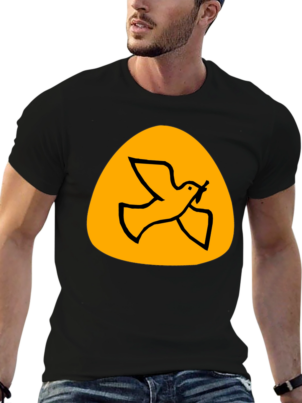 Peace Dove Graphic Tee - Black Cotton T-Shirt