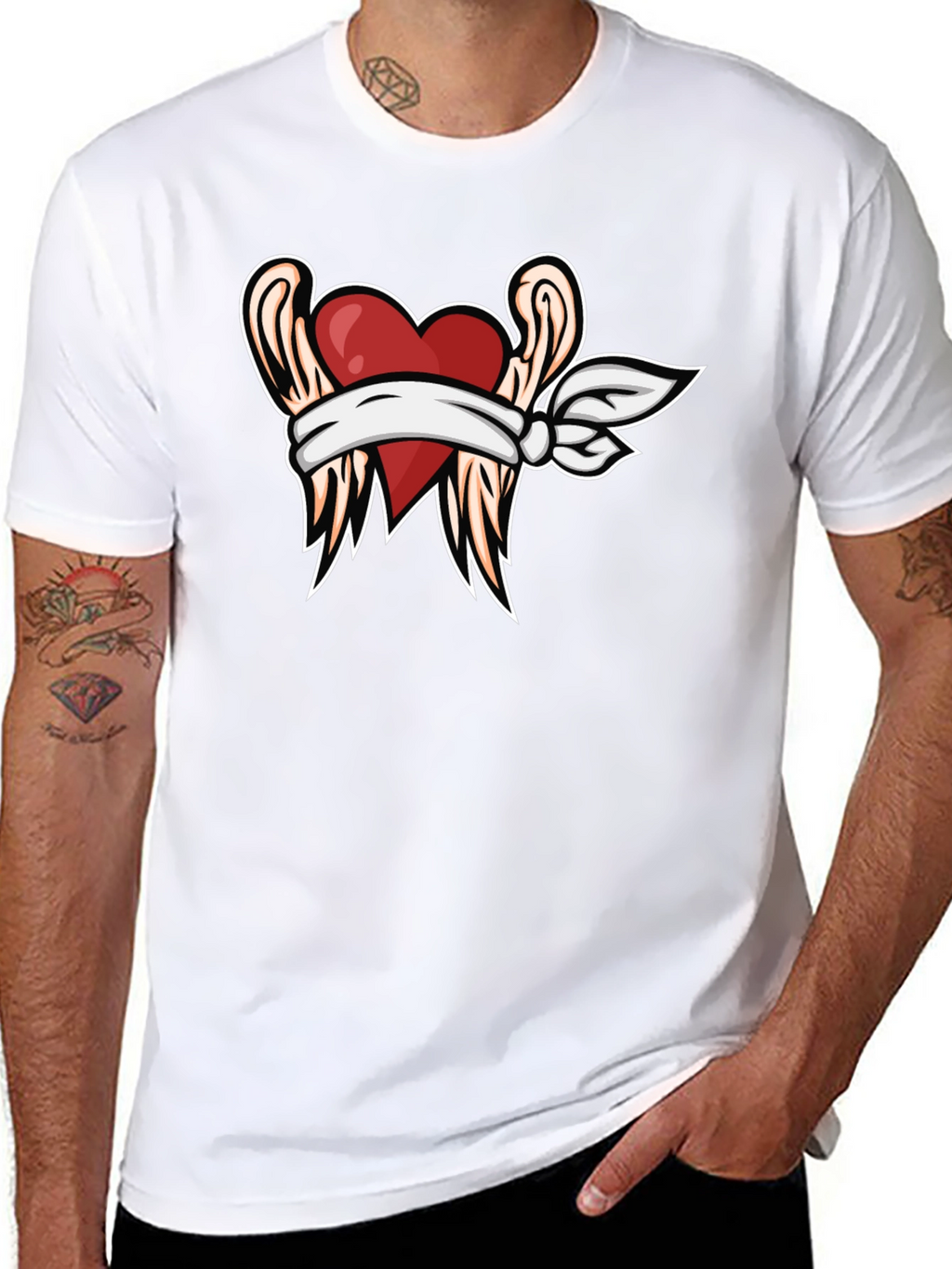 Heart with Wings Graphic Tee - Black T-Shirt