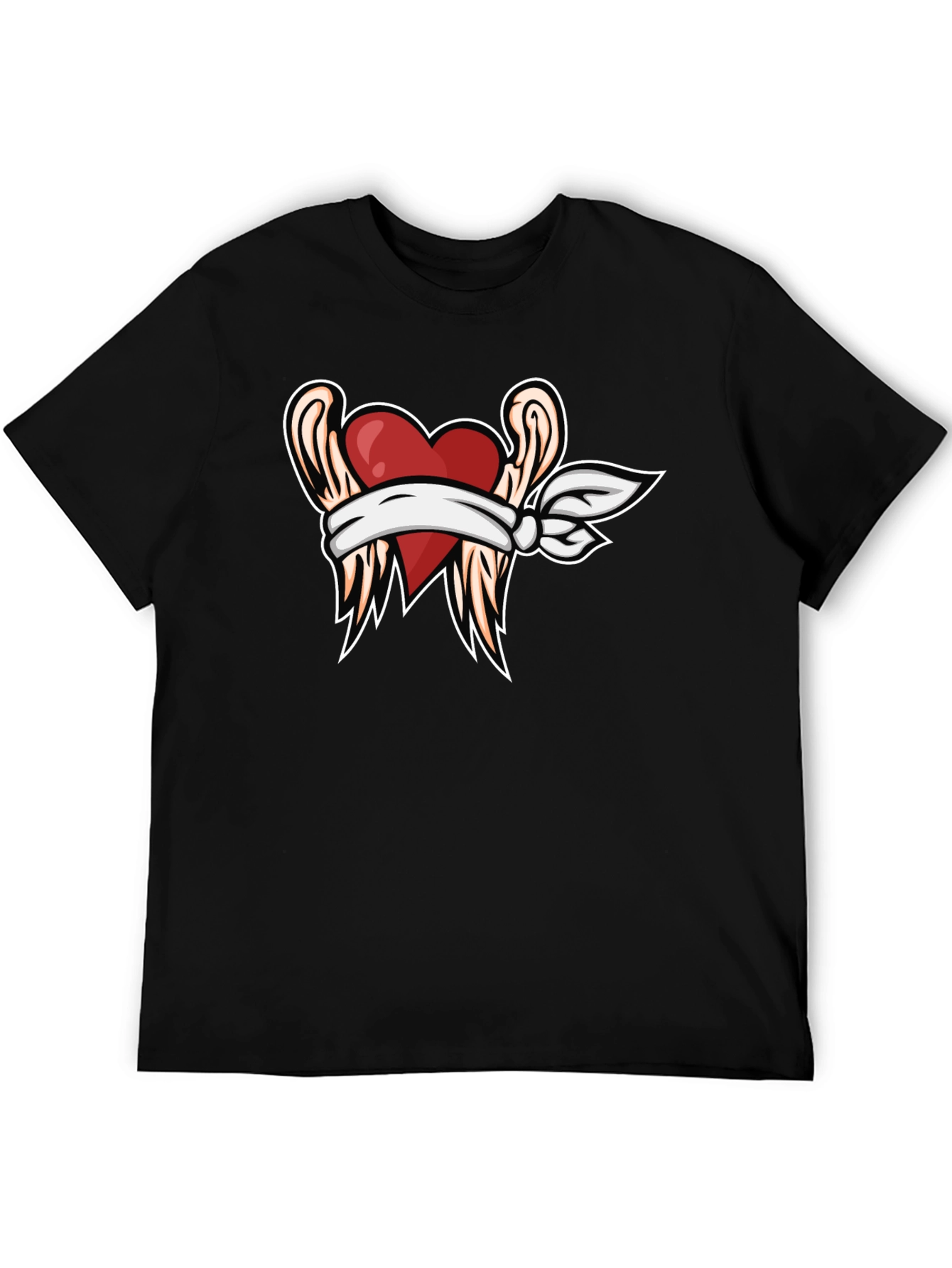 Heart with Wings Graphic Tee - Black T-Shirt