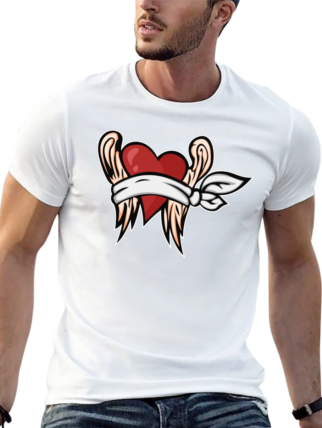 Heart with Wings Graphic Tee - Black T-Shirt