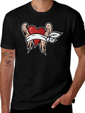 Heart with Wings Graphic Tee - Black T-Shirt