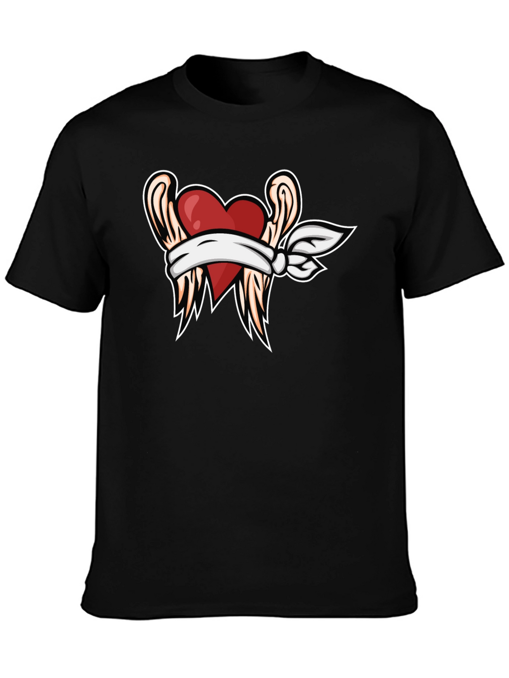 Heart with Wings Graphic Tee - Black T-Shirt