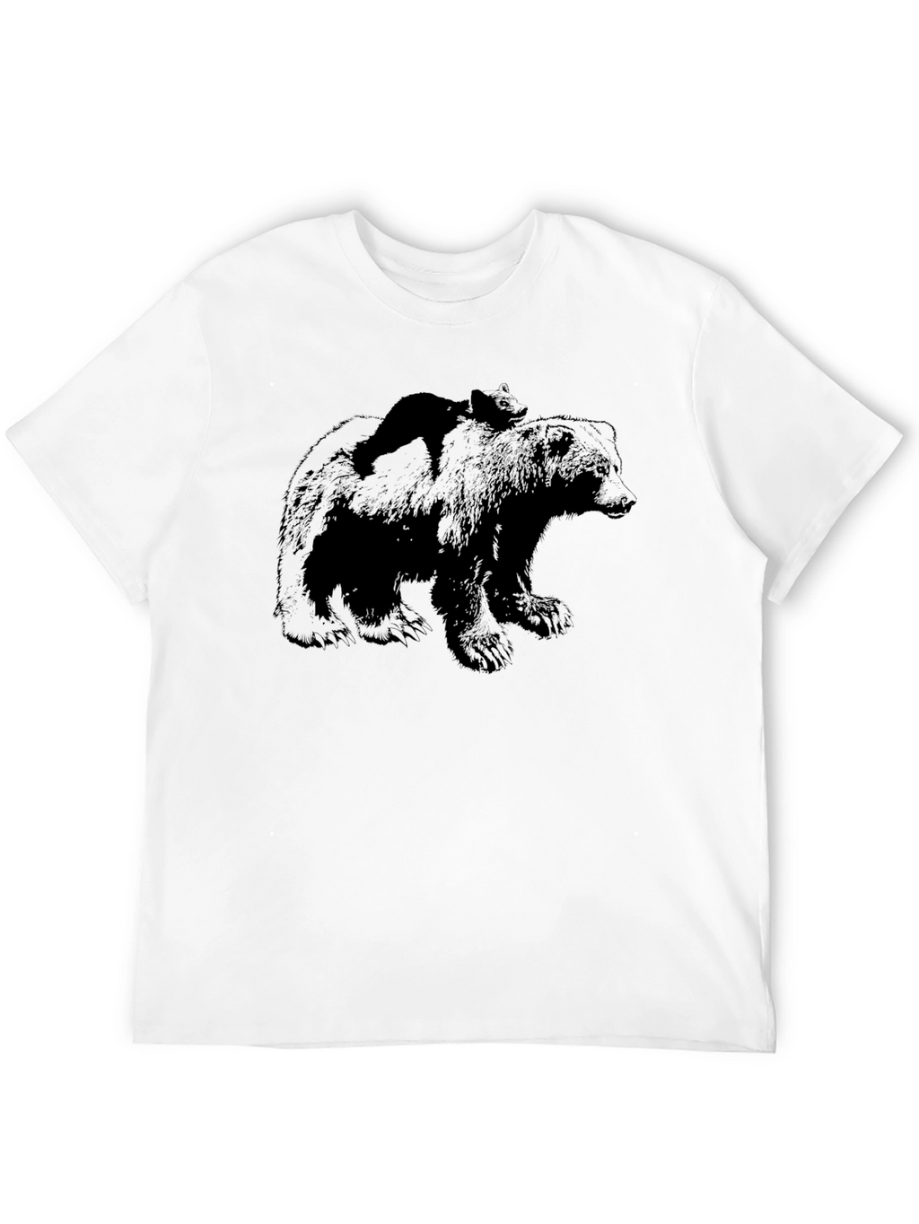 Bear & Cub Graphic Tee - Black Crewneck Shirt