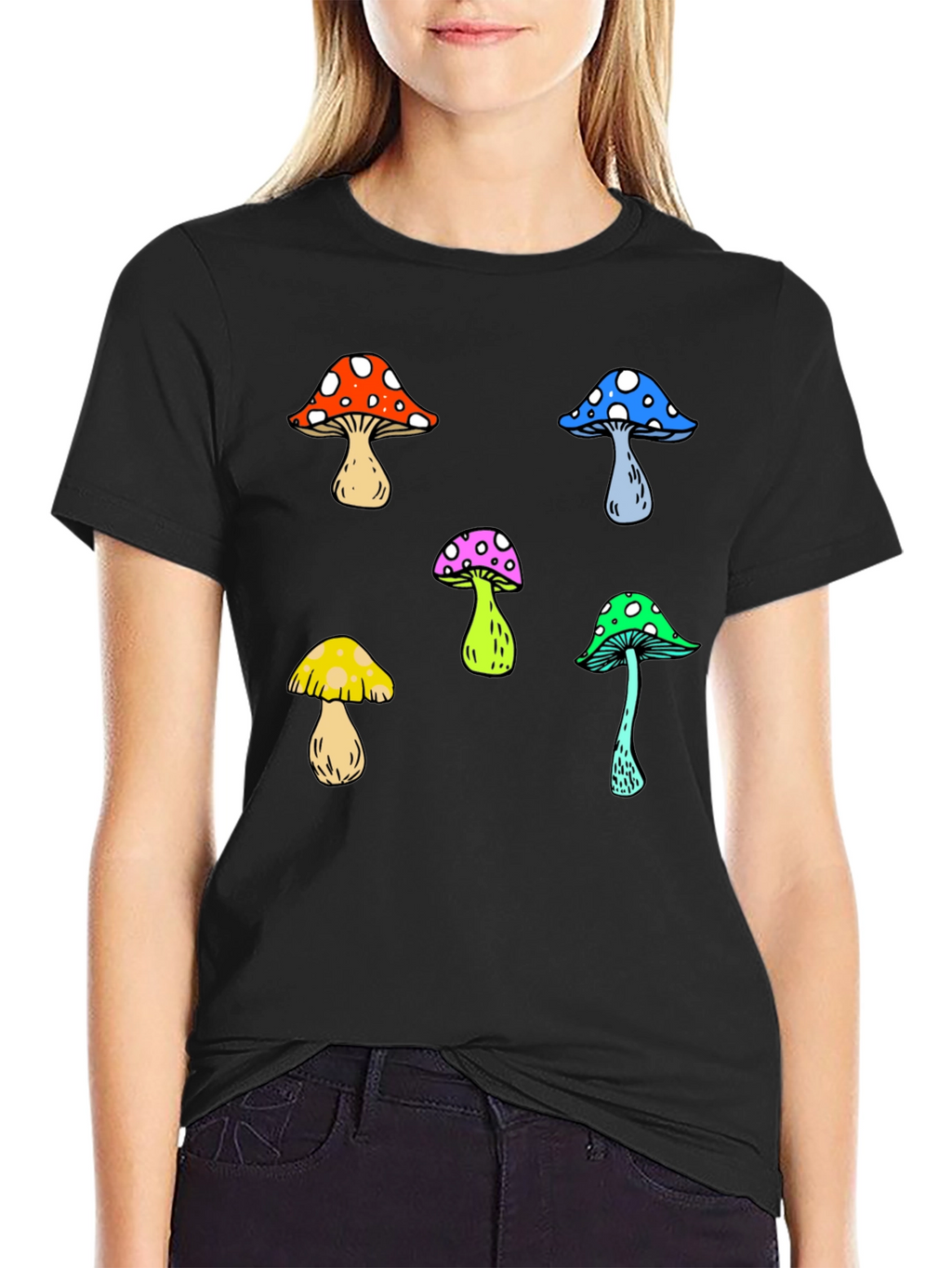 Funky Mushroom Graphic Tee - Unisex Black T-Shirt