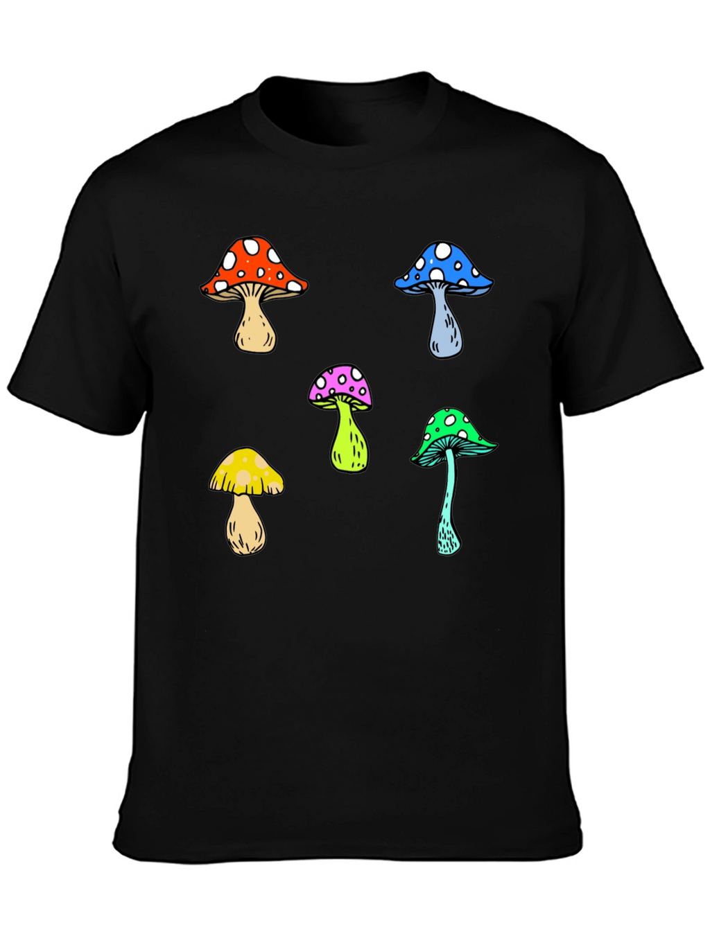 Funky Mushroom Graphic Tee - Unisex Black T-Shirt