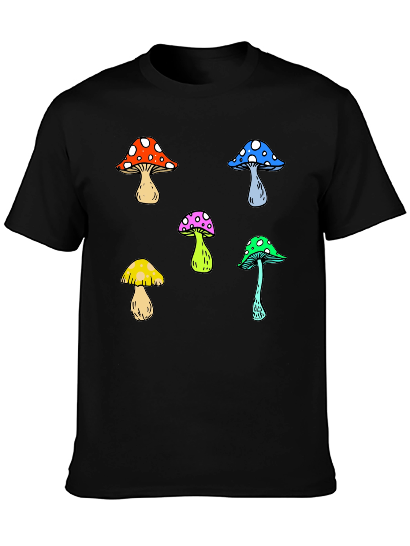 Funky Mushroom Graphic Tee - Unisex Black T-Shirt