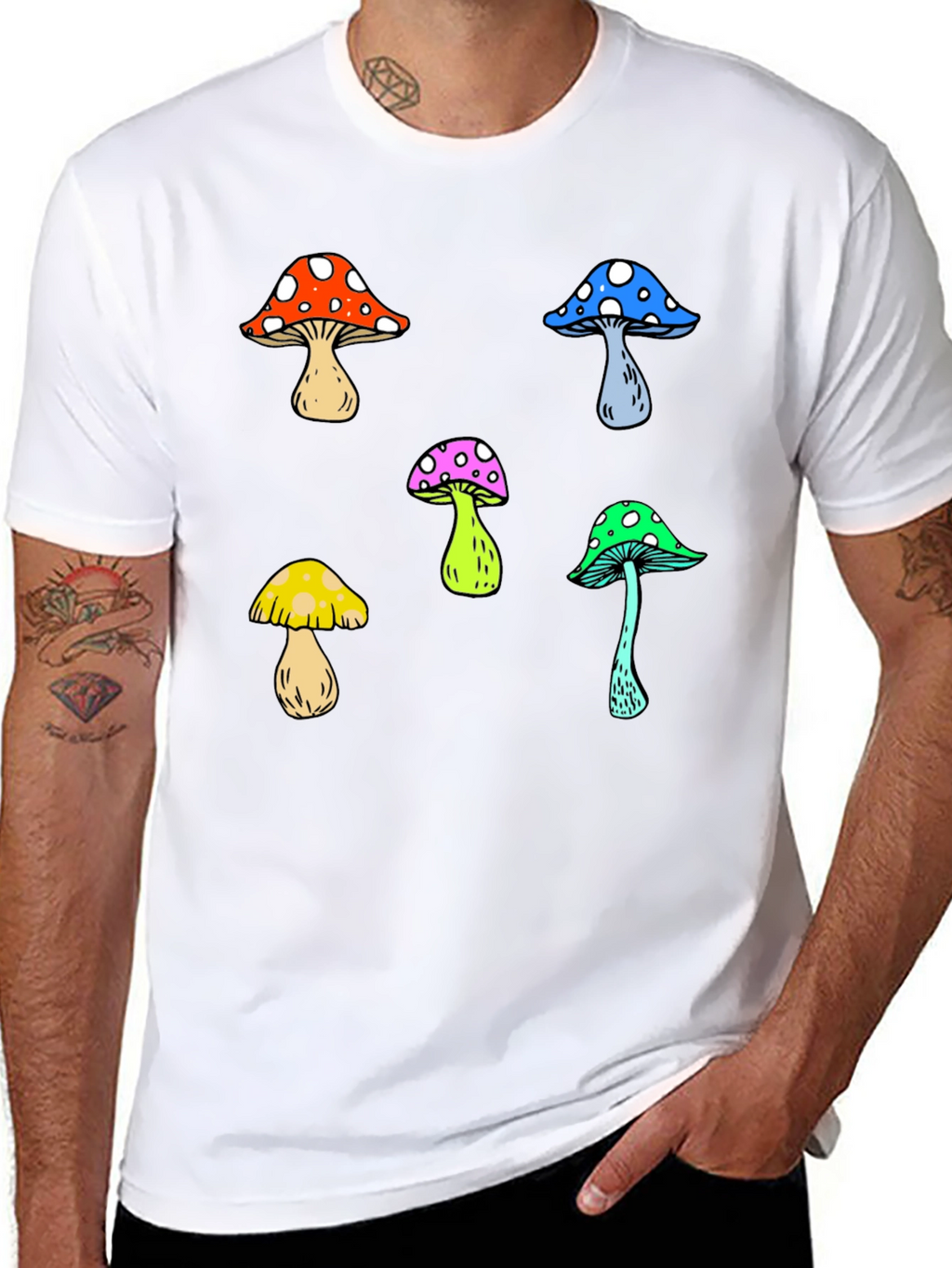 Funky Mushroom Graphic Tee - Unisex Black T-Shirt