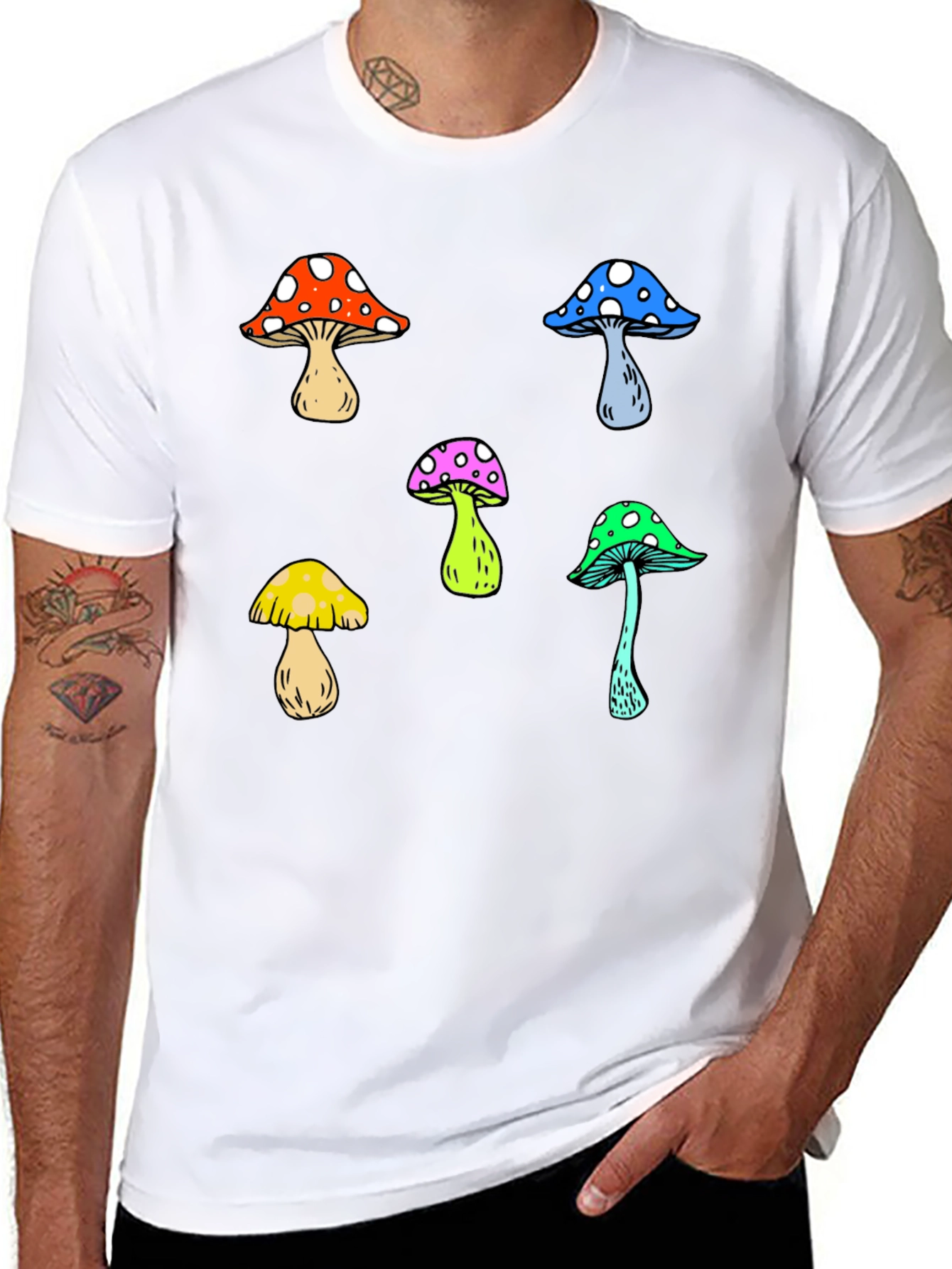 Funky Mushroom Graphic Tee - Unisex Black T-Shirt