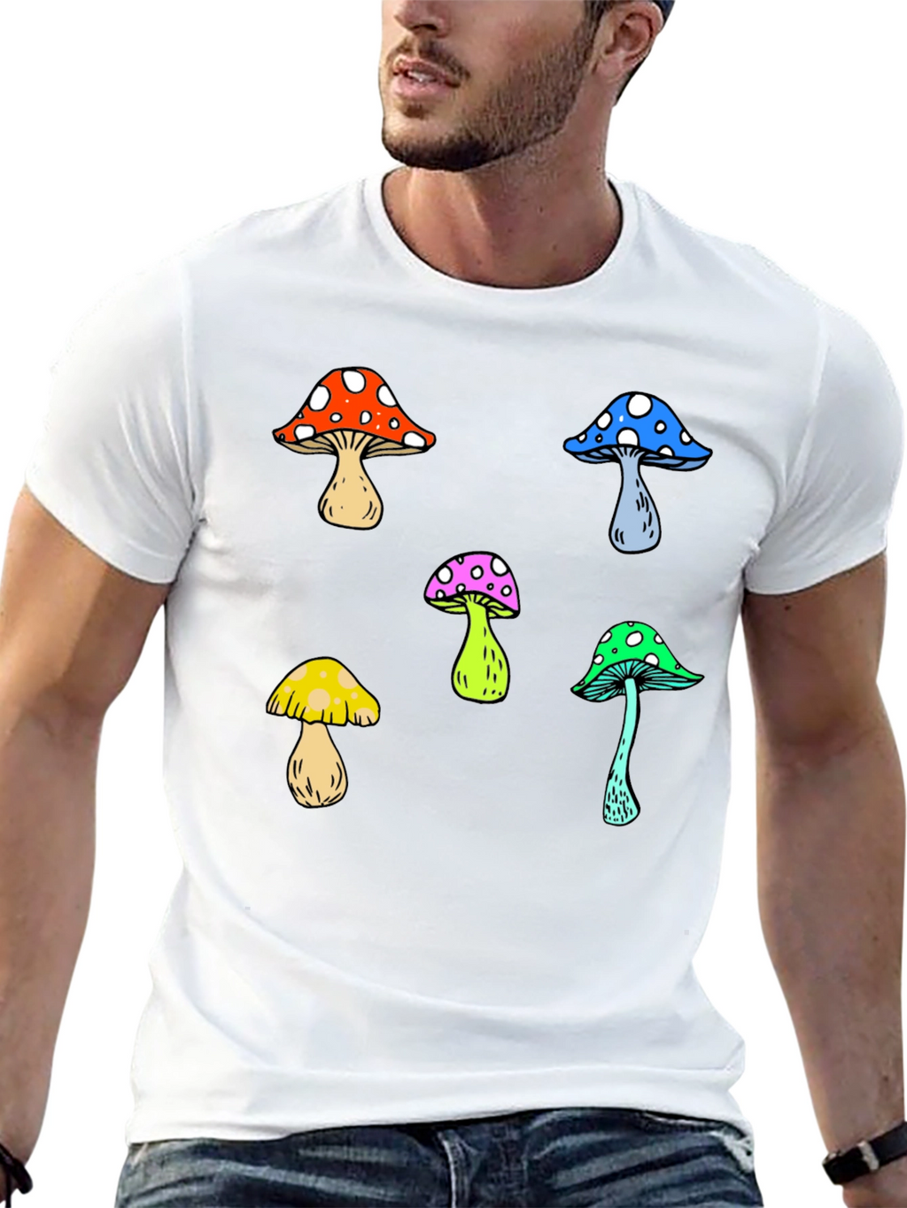 Funky Mushroom Graphic Tee - Unisex Black T-Shirt