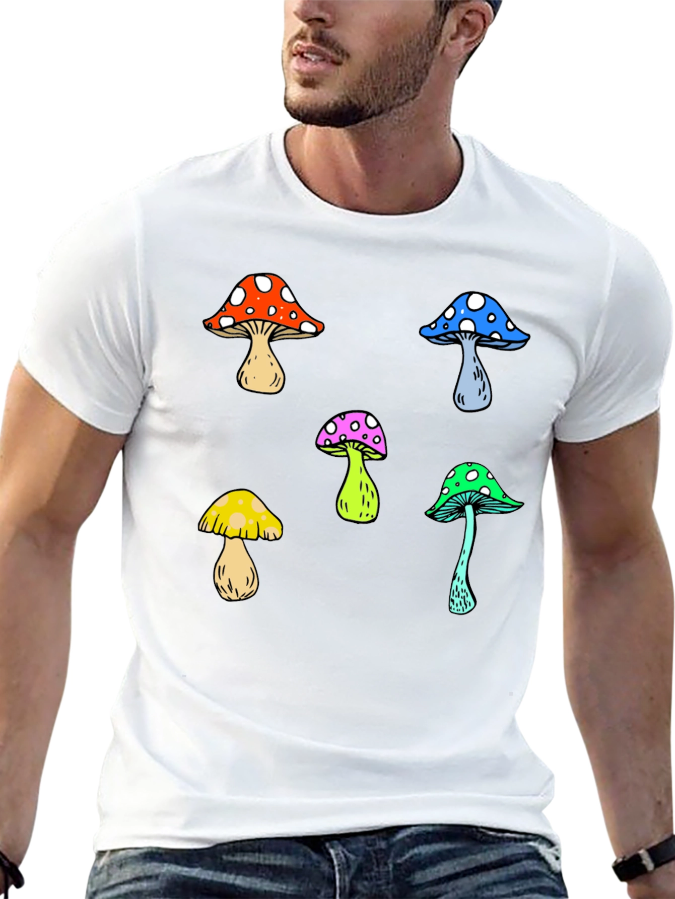 Funky Mushroom Graphic Tee - Unisex Black T-Shirt
