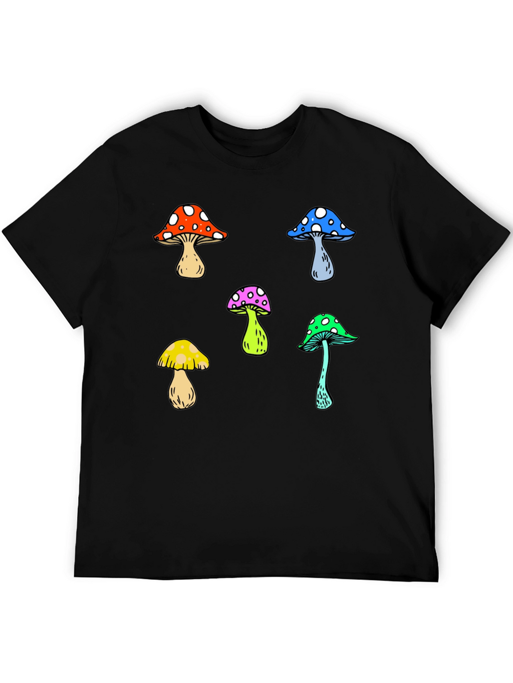 Funky Mushroom Graphic Tee - Unisex Black T-Shirt