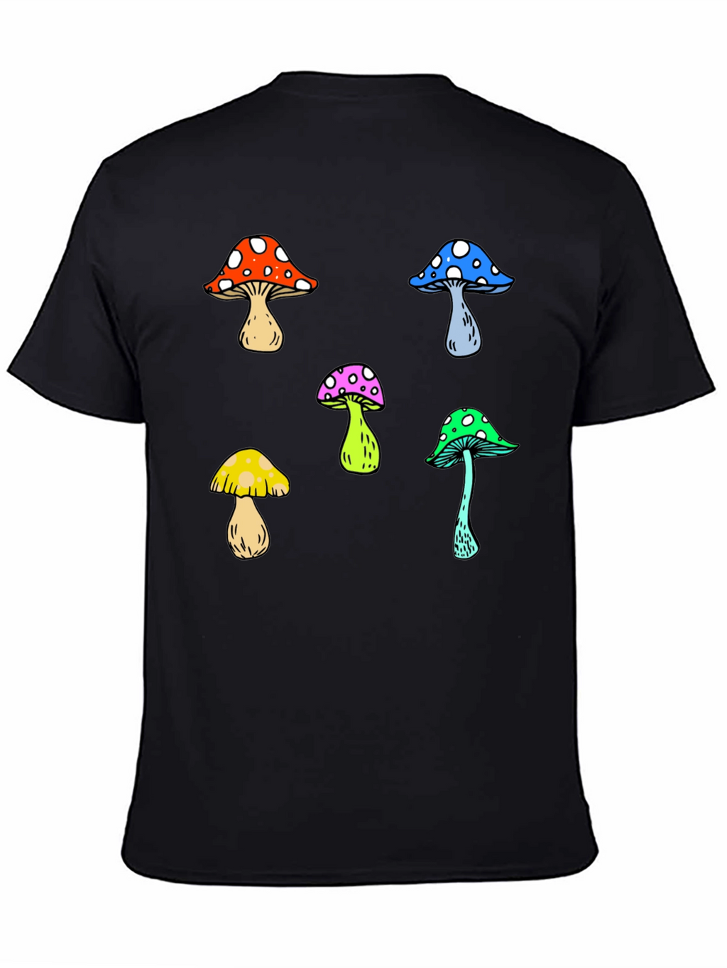 Funky Mushroom Graphic Tee - Unisex Black T-Shirt