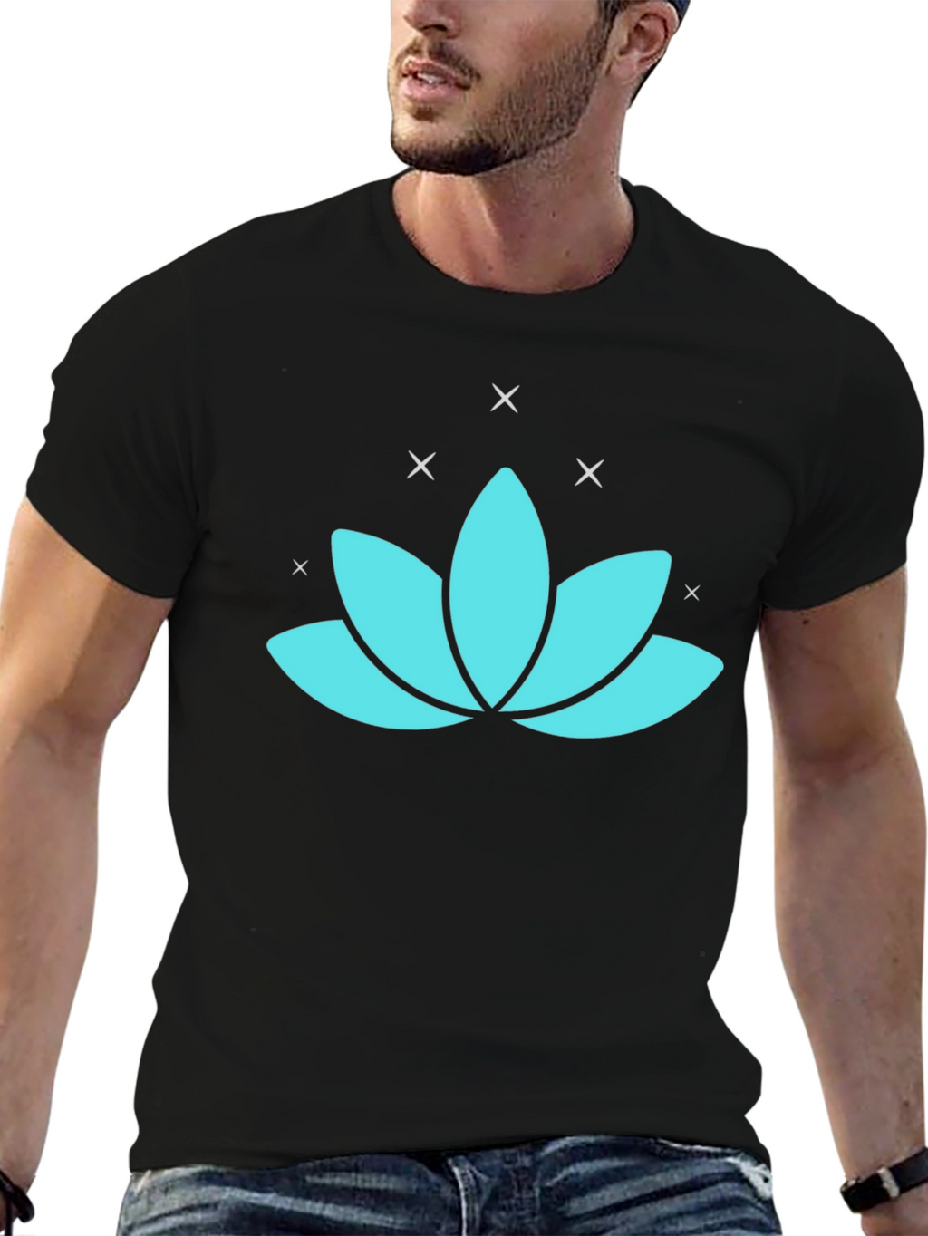 Lotus Flower Graphic Tee - Black