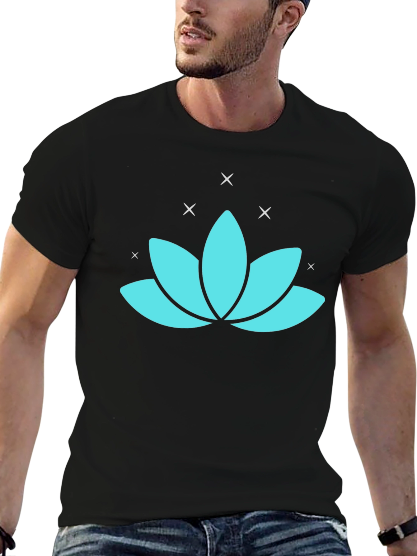 Lotus Flower Graphic Tee - Black
