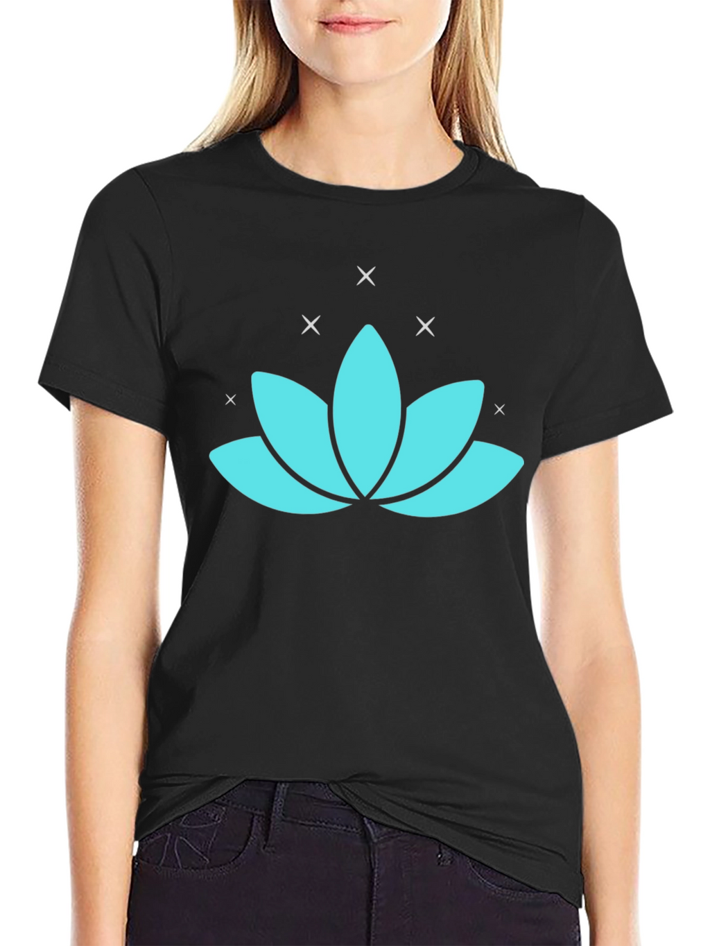 Lotus Flower Graphic Tee - Black
