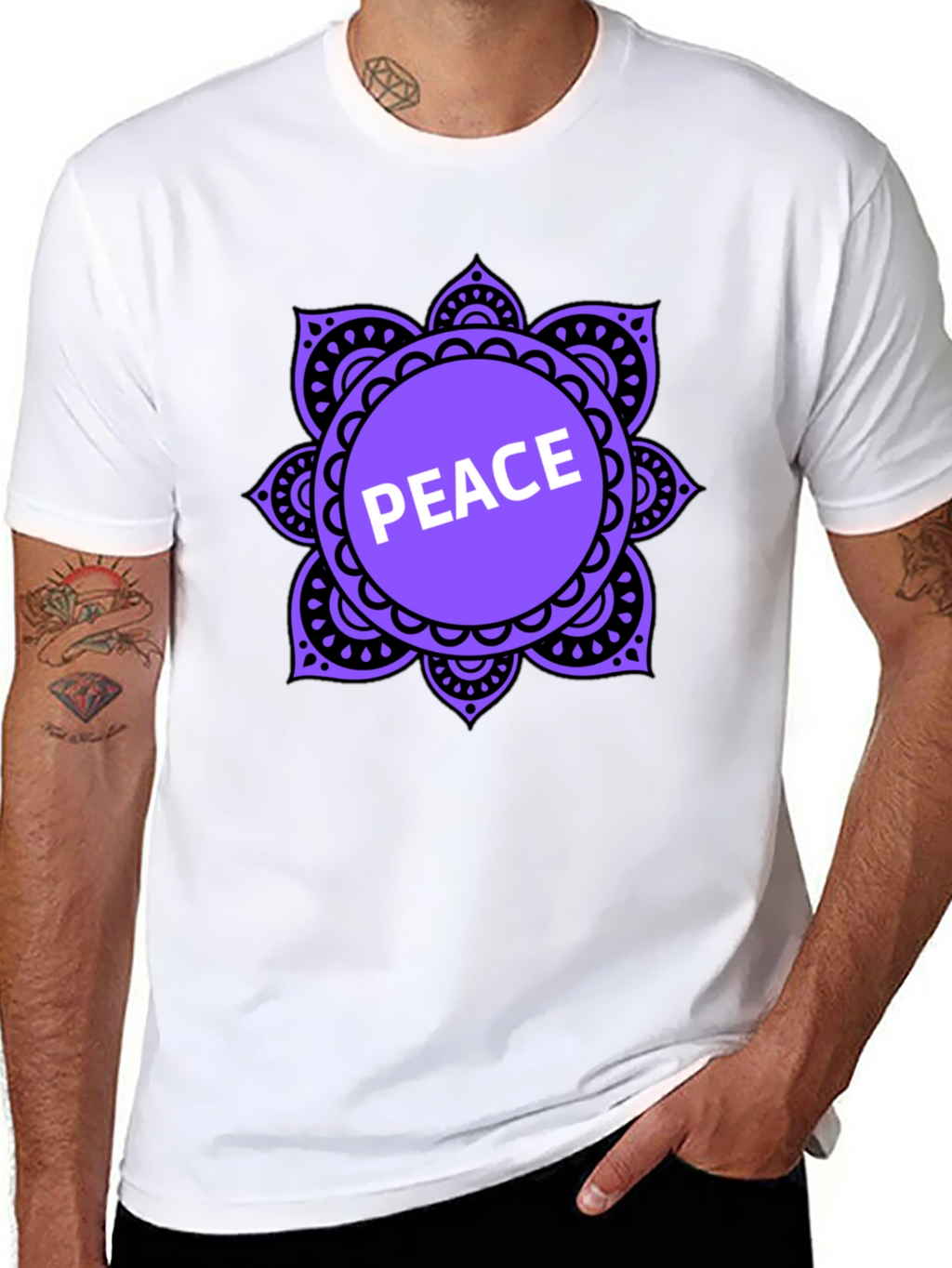 Peace Mandala T-Shirt - Black Casual Tee