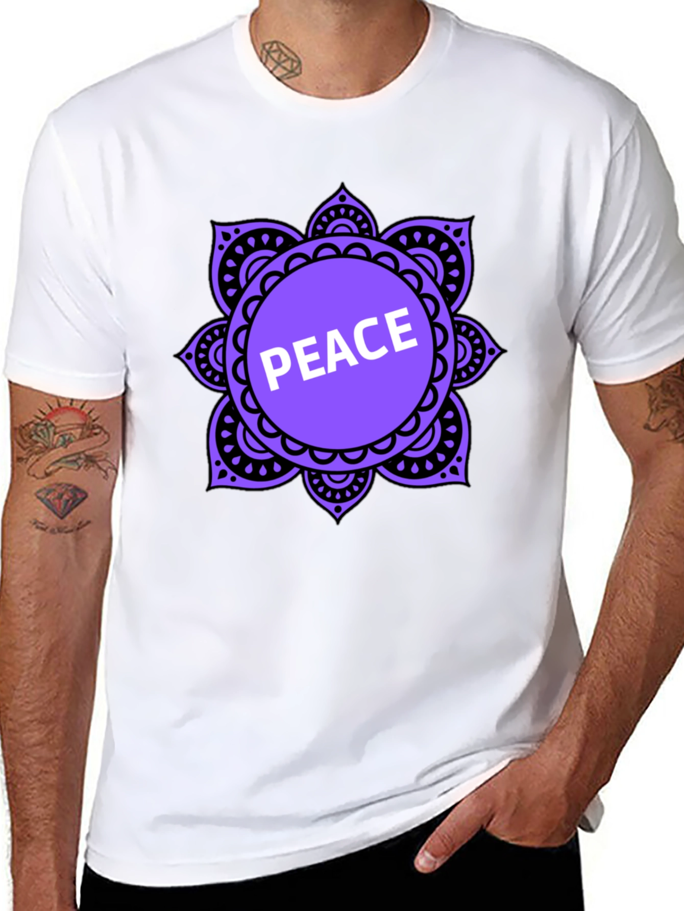 Peace Mandala T-Shirt - Black Casual Tee