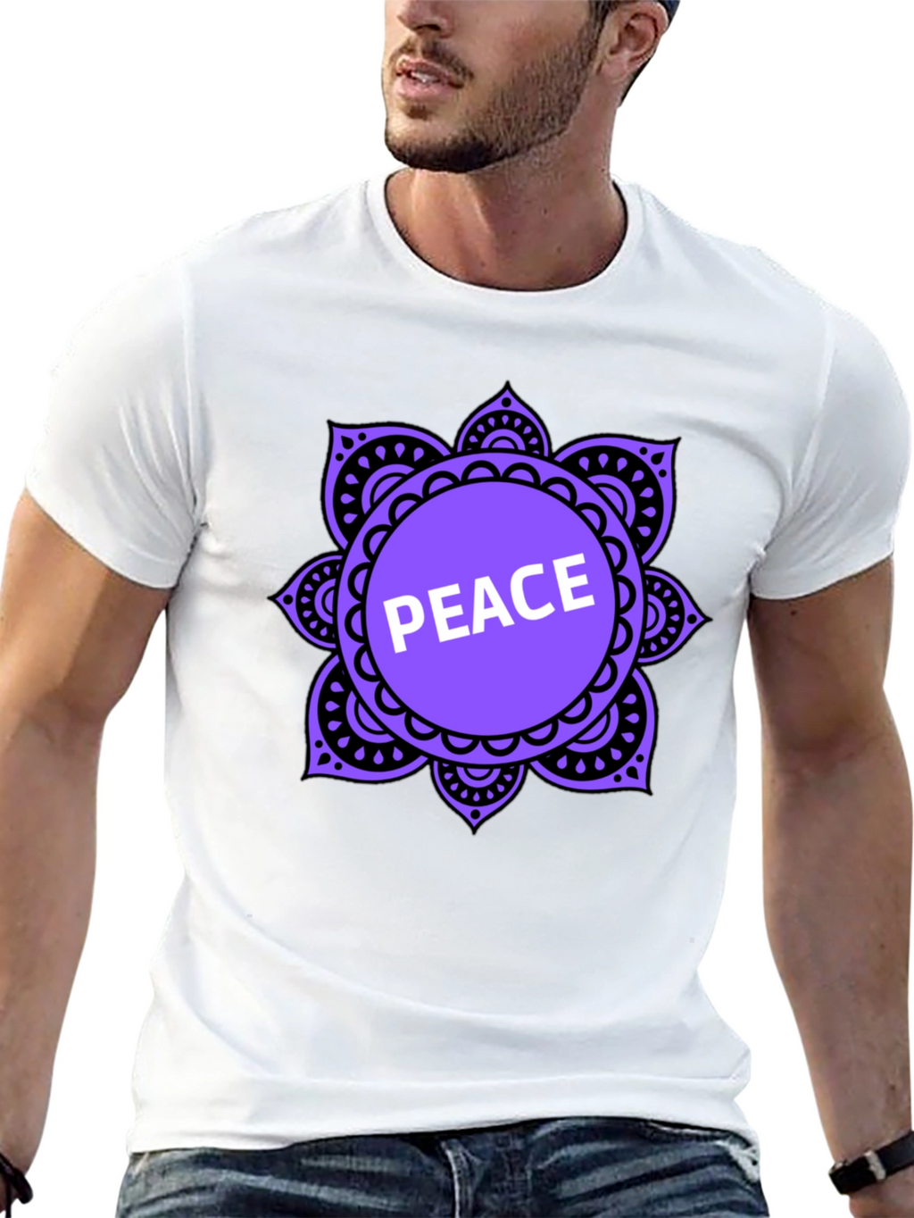 Peace Mandala T-Shirt - Black Casual Tee