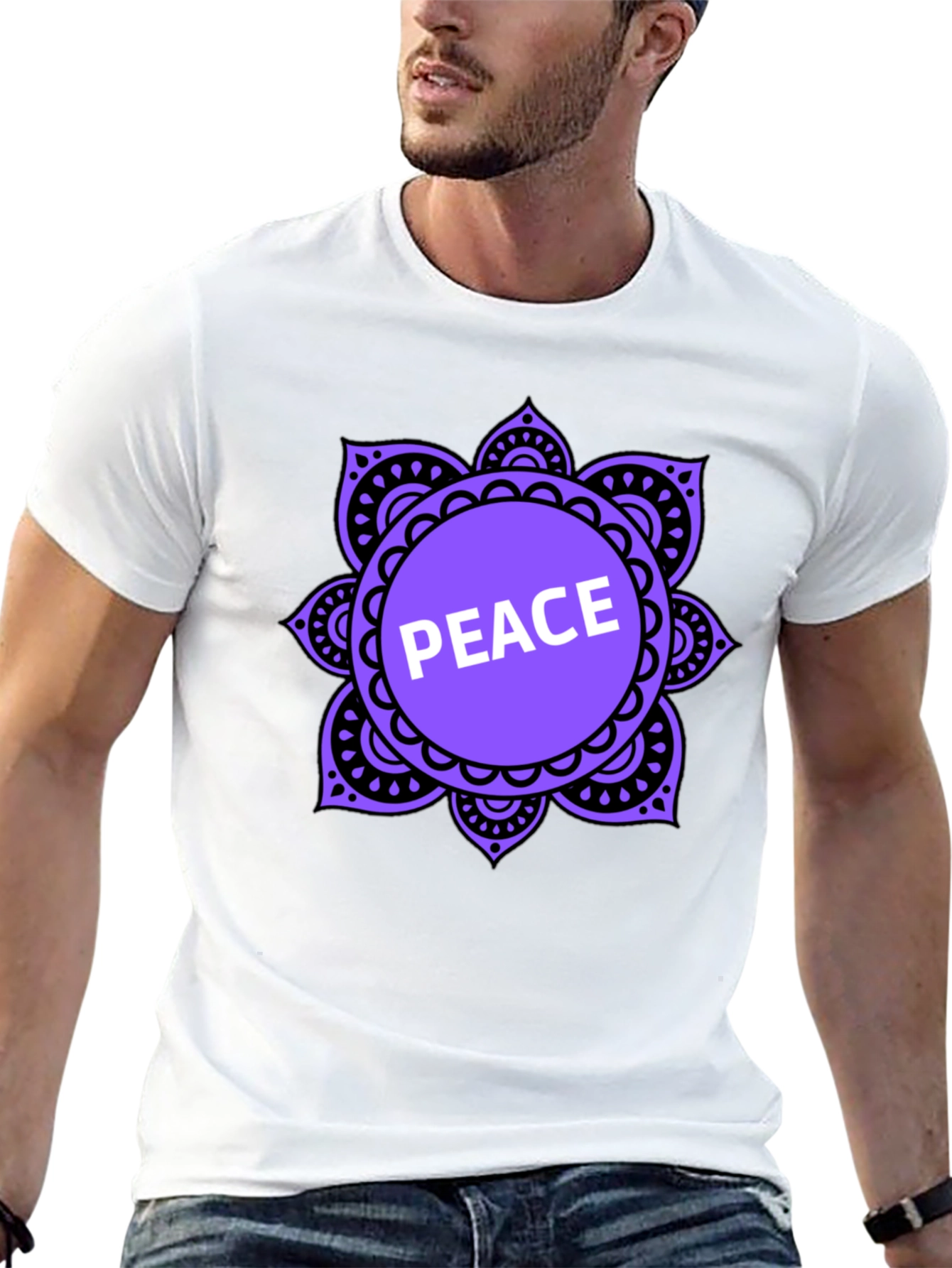 Peace Mandala T-Shirt - Black Casual Tee