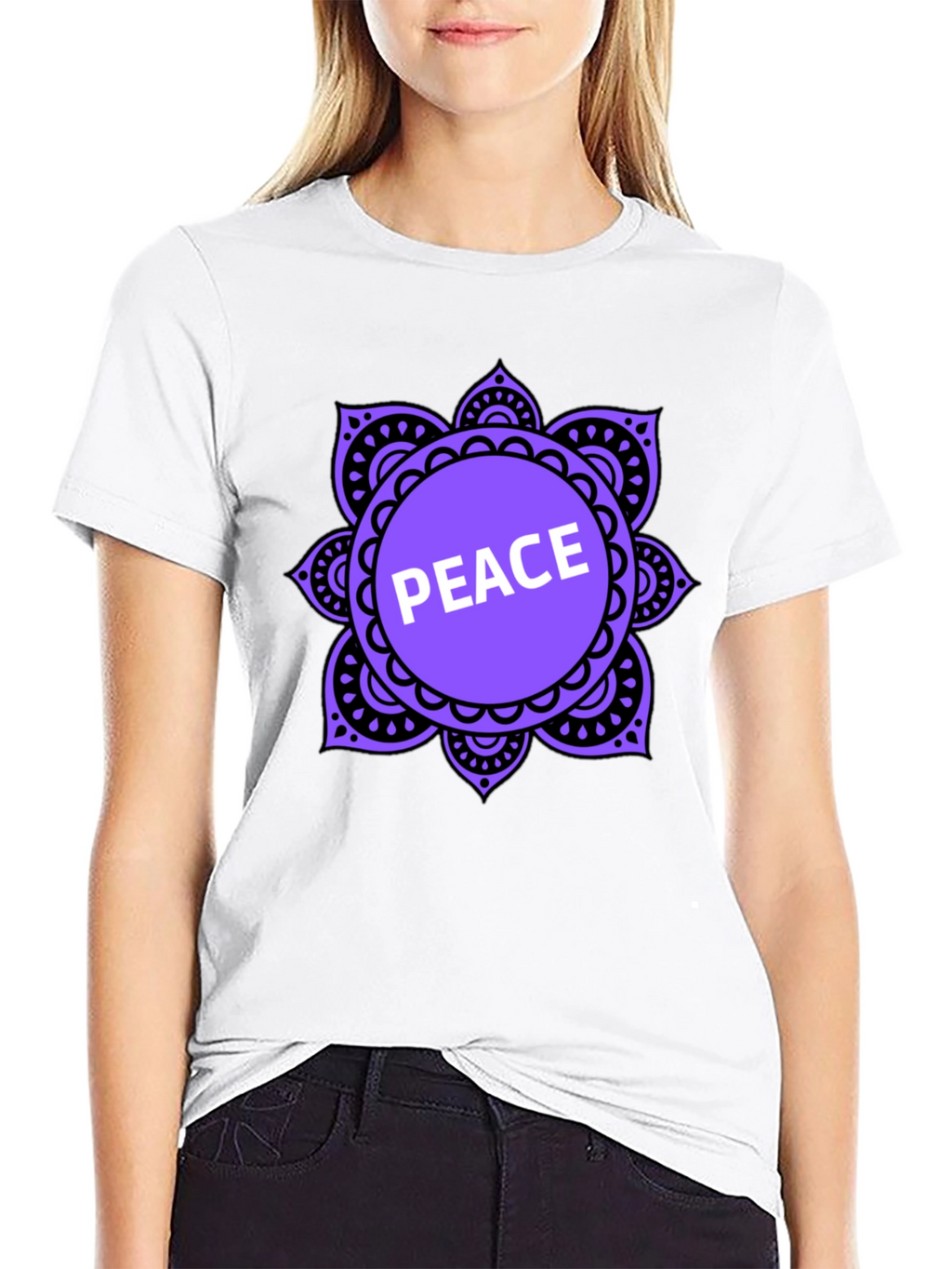 Peace Mandala T-Shirt - Black Casual Tee