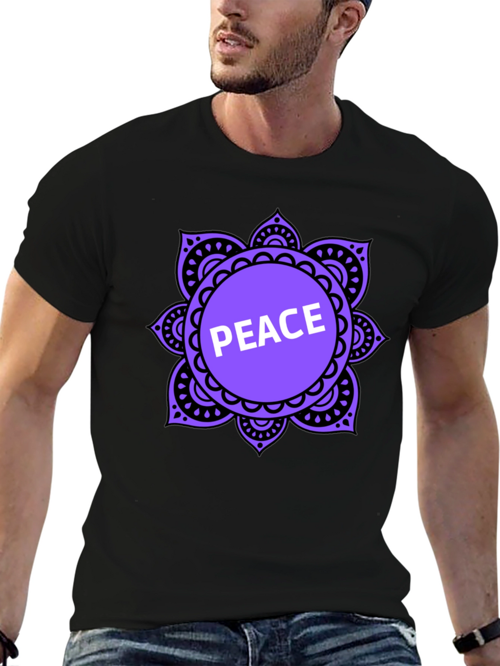 Peace Mandala T-Shirt - Black Casual Tee