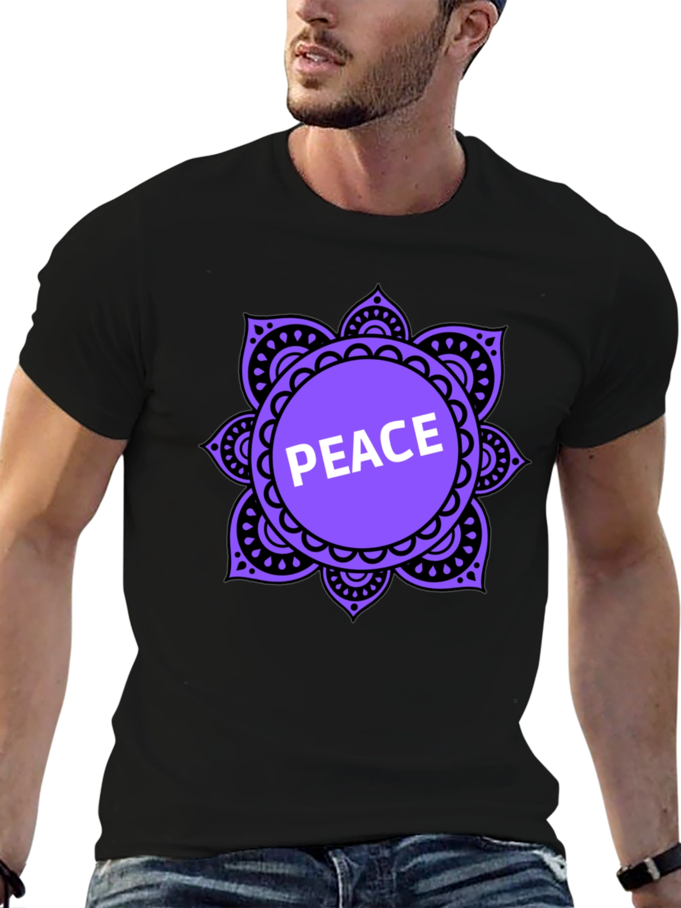 Peace Mandala T-Shirt - Black Casual Tee