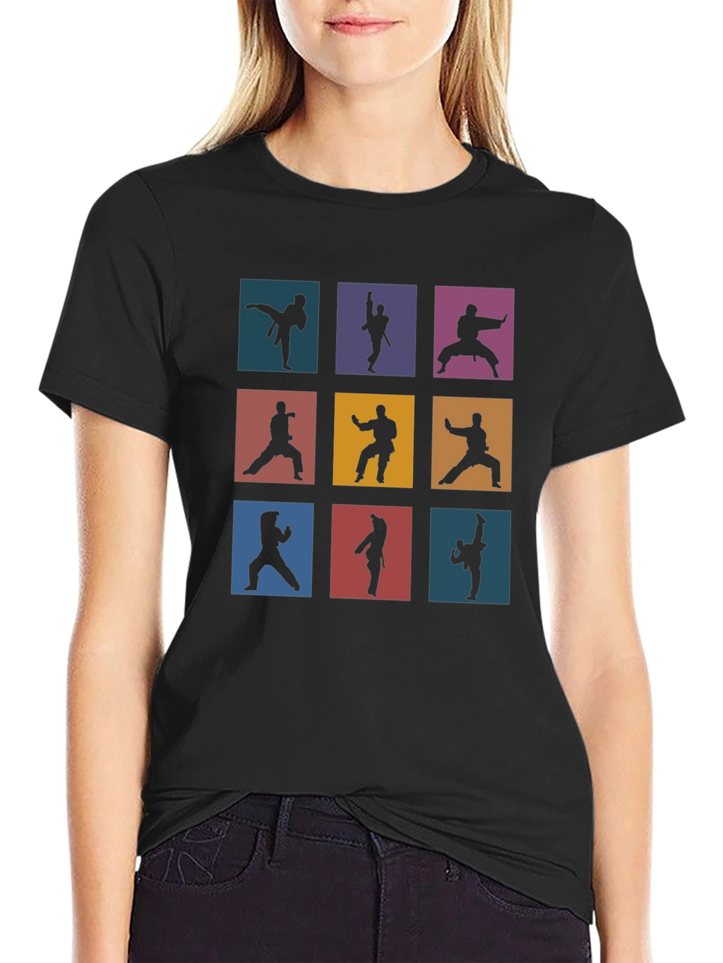 Martial Arts Silhouette Graphic Print T-Shirt