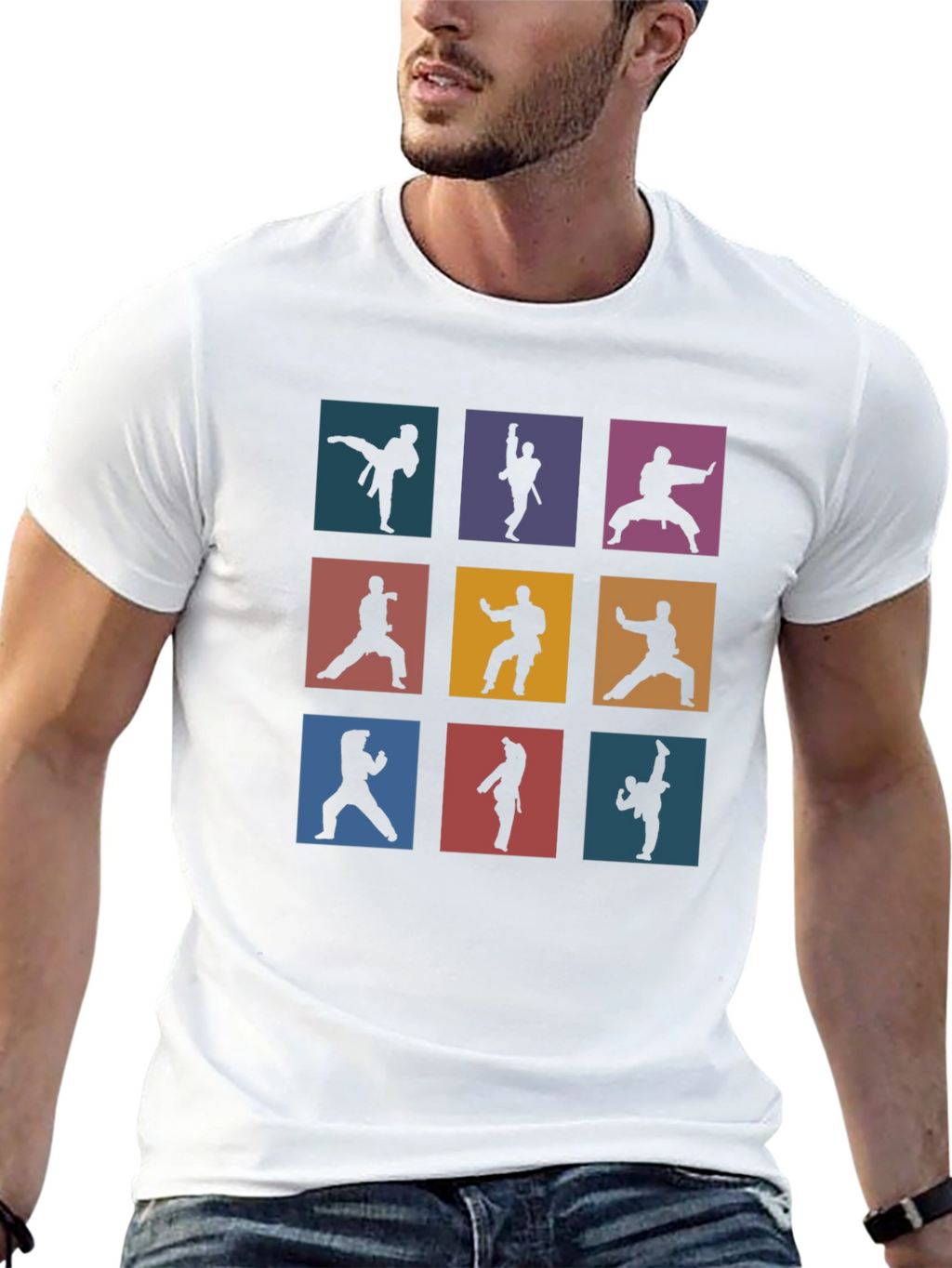 Martial Arts Silhouette Graphic Print T-Shirt