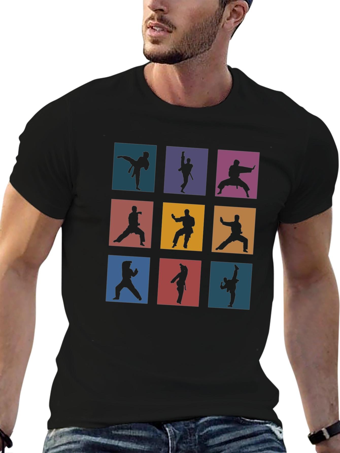 Martial Arts Silhouette Graphic Print T-Shirt