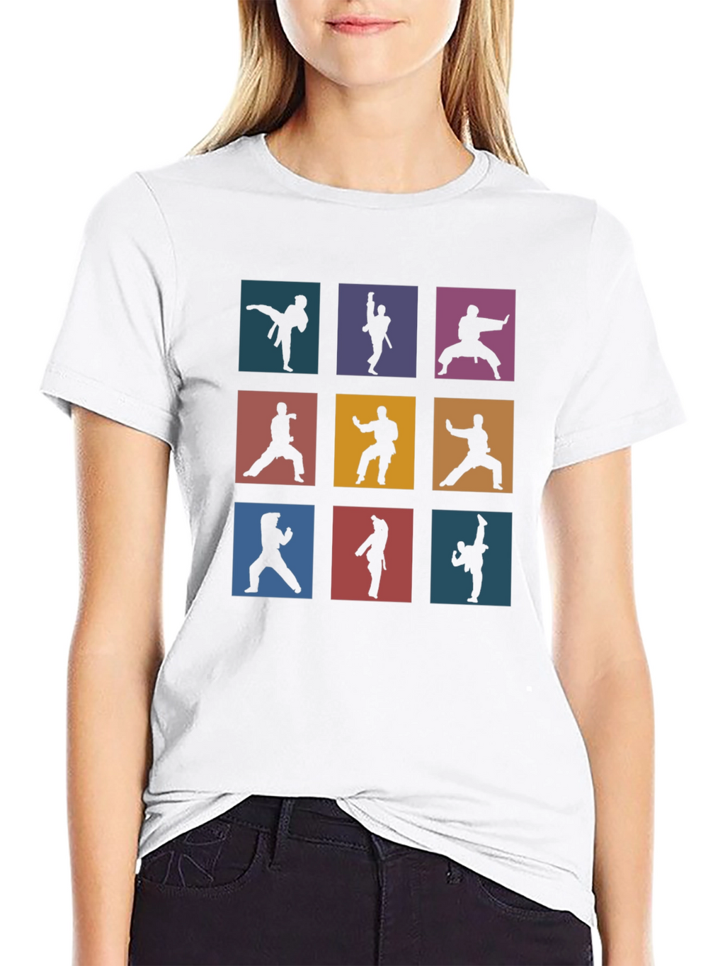 Martial Arts Silhouette Graphic Print T-Shirt